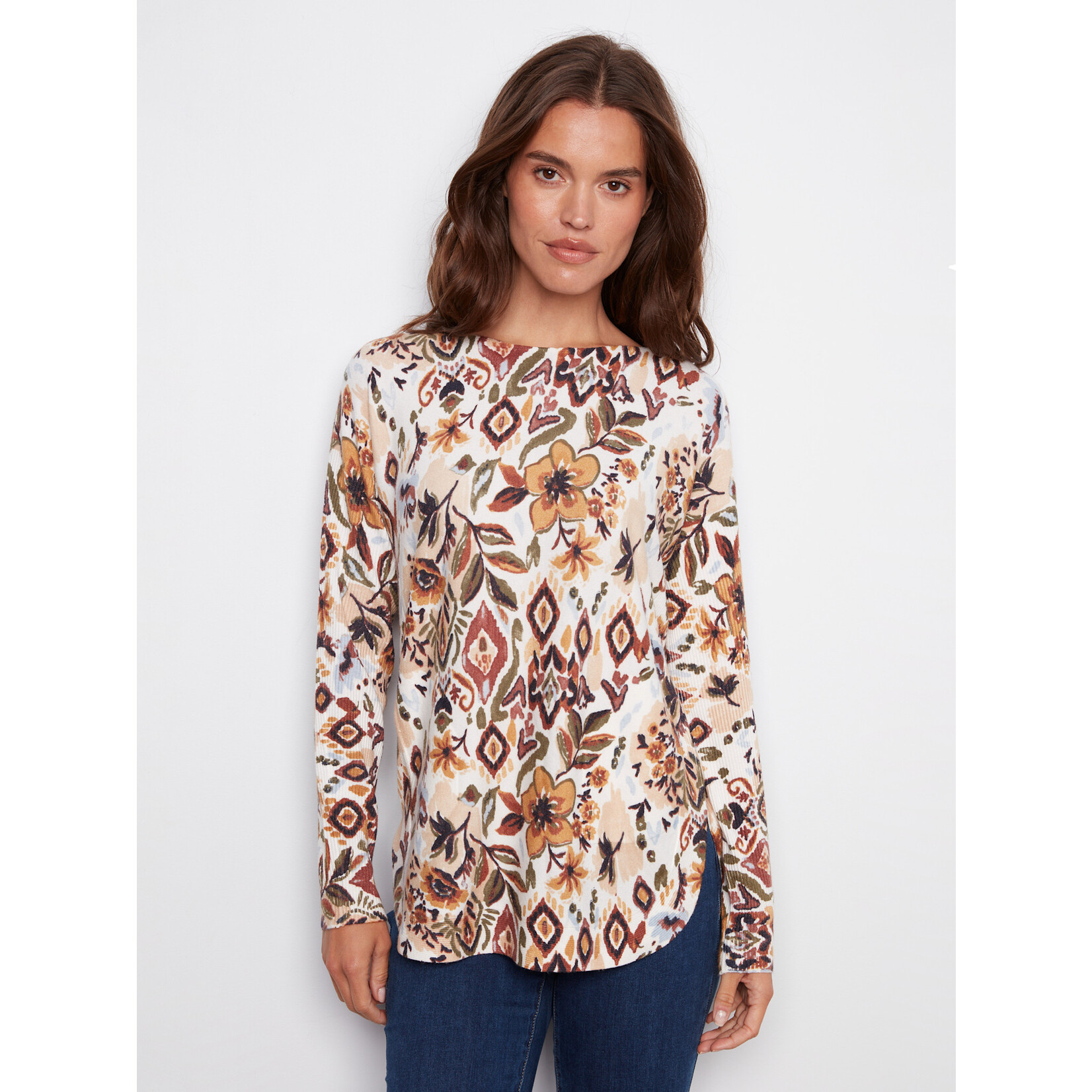 Charlie B Printed Round Hem Sweater