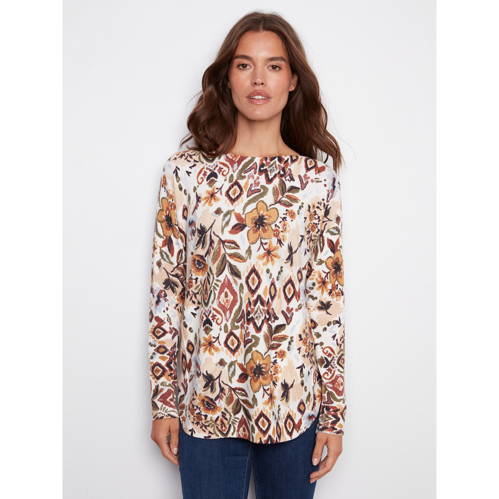 Charlie B Printed Round Hem Sweater