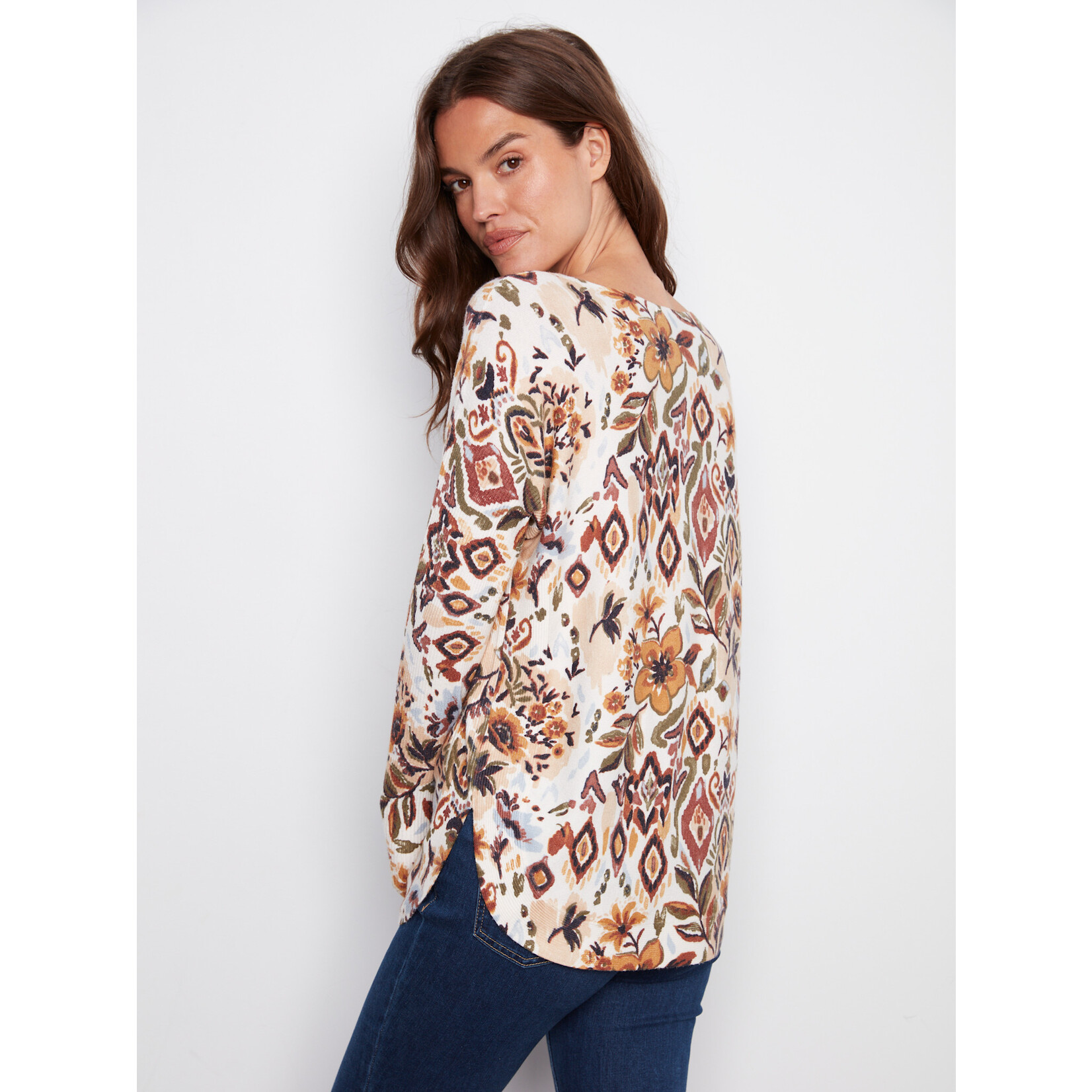Charlie B Printed Round Hem Sweater