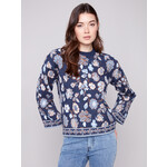 Charlie B Crew Neck Jacquard Sweater