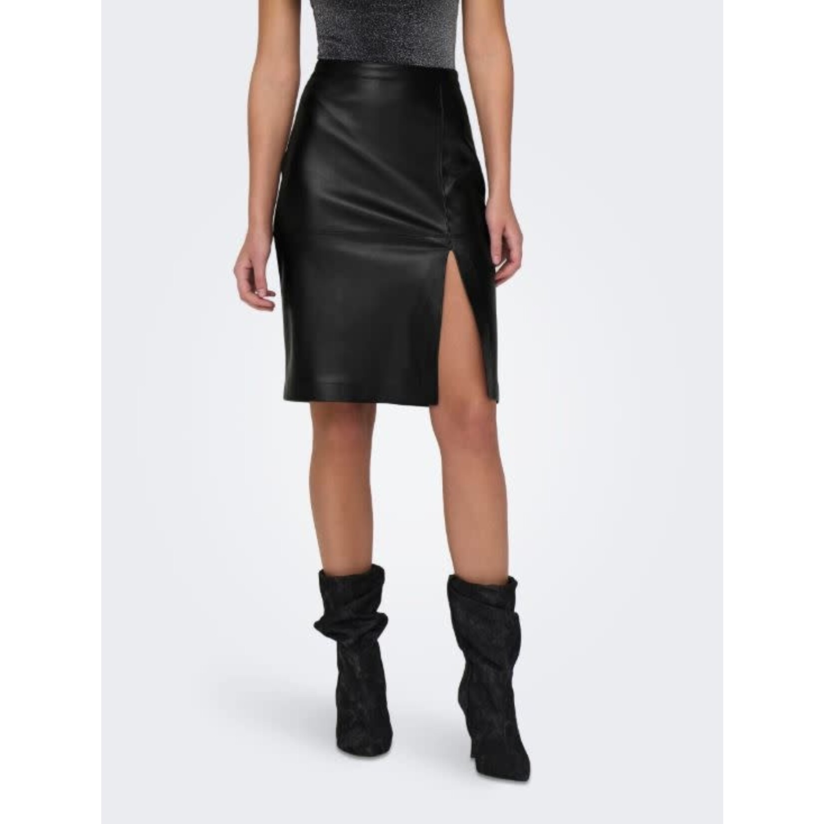 Only Oline Faux Leather Skirt
