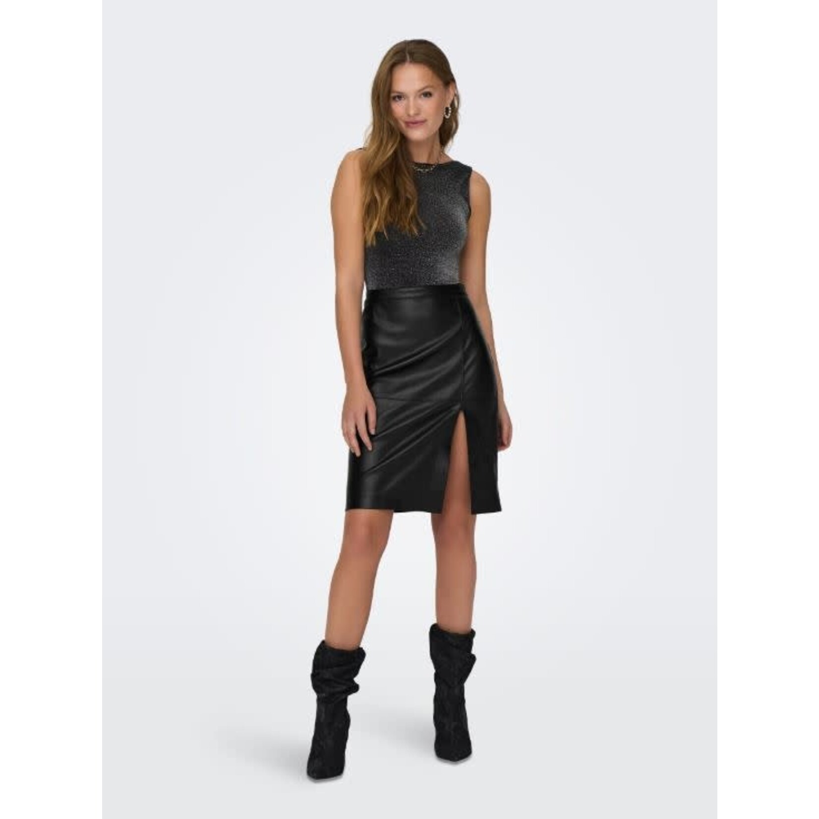Only Oline Faux Leather Skirt