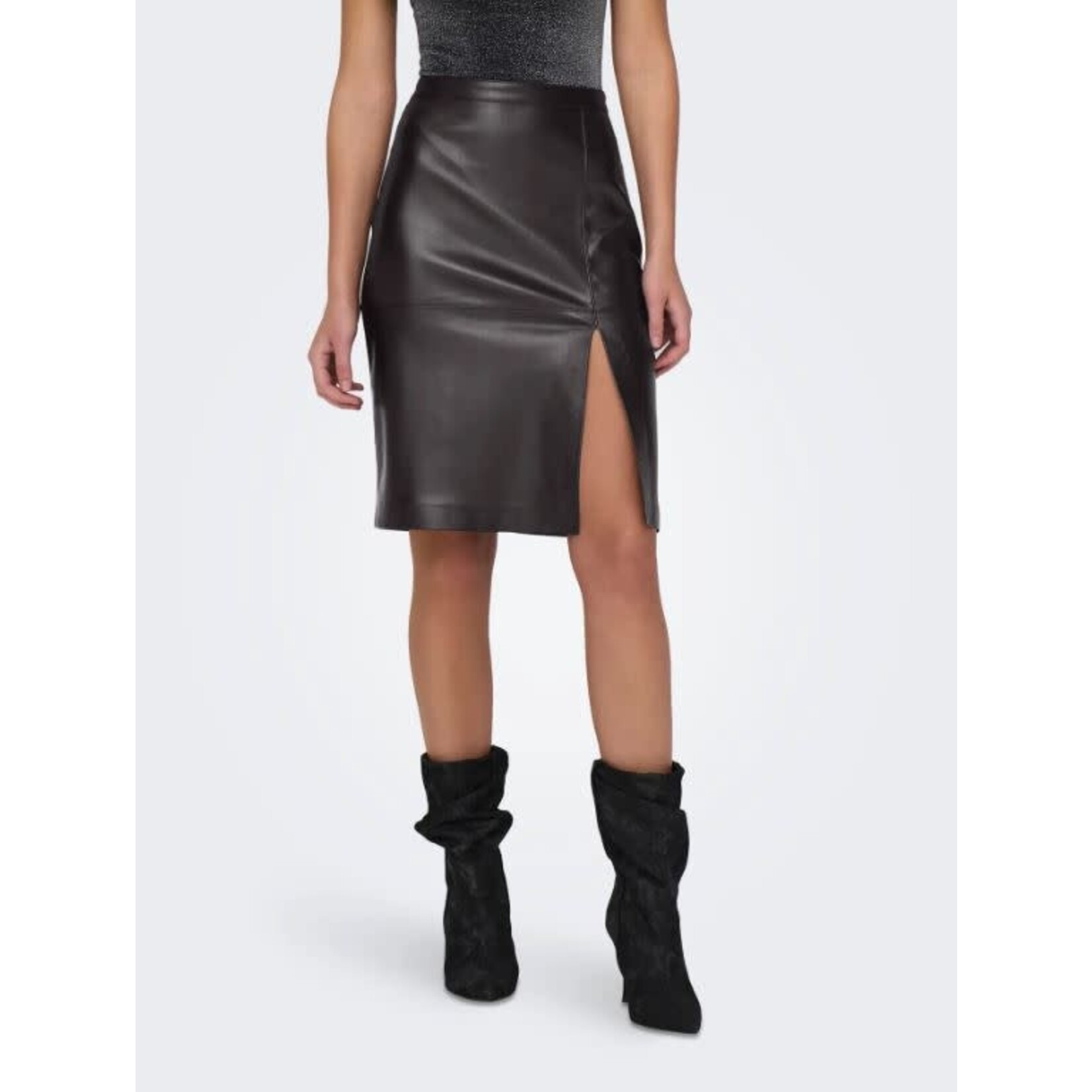 Only Oline Faux Leather Skirt