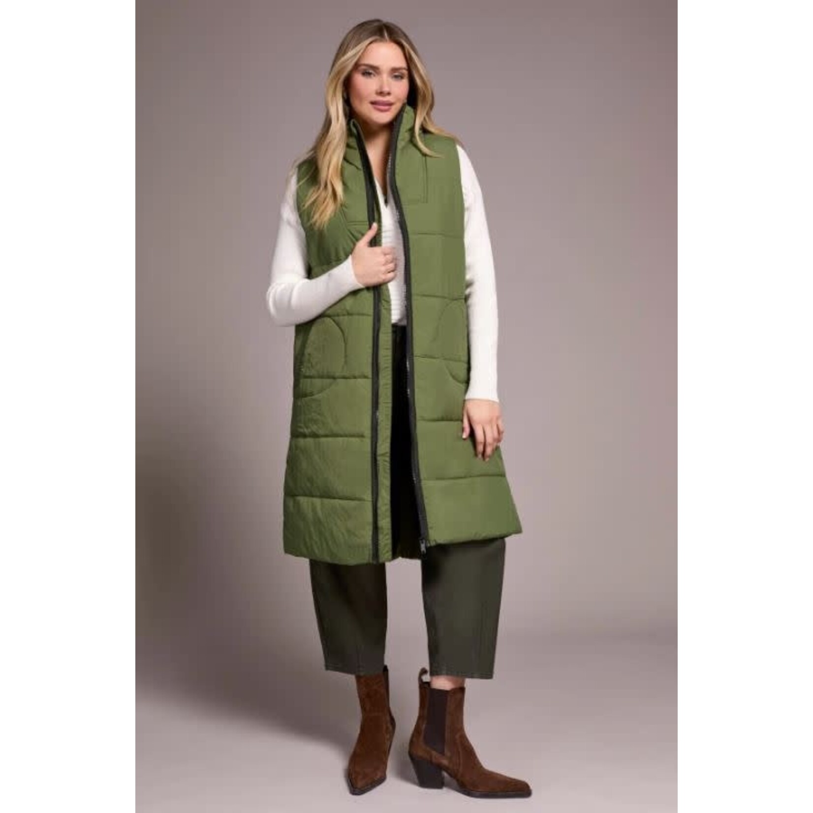 Tribal Long Quilted Puffer Vest