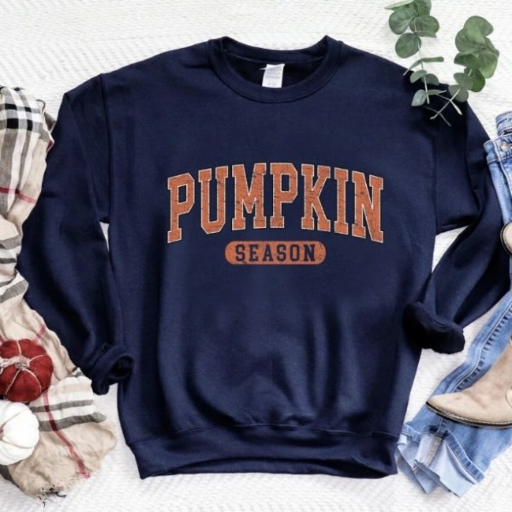 Royal Blush Pumpkin Season Sweatshirt Navy