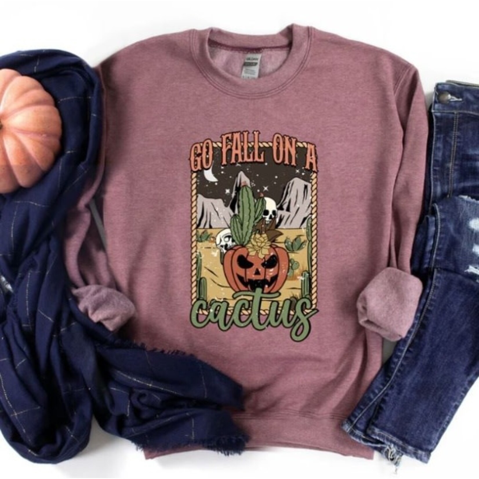 Royal Blush Go Fall On A Cactus Sweatshirt Heather Sport Dark Maroon
