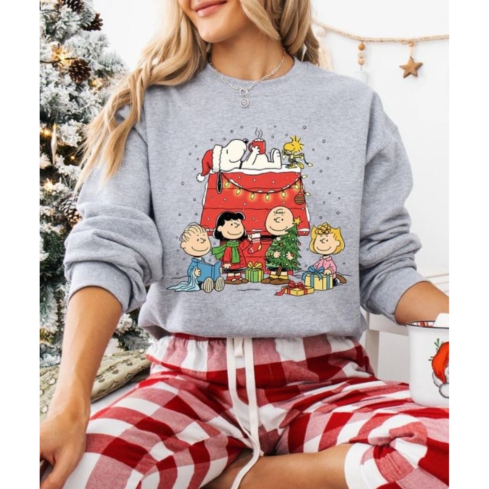 Royal Blush Snoopy Doghouse Sweatshirt Sport Grey