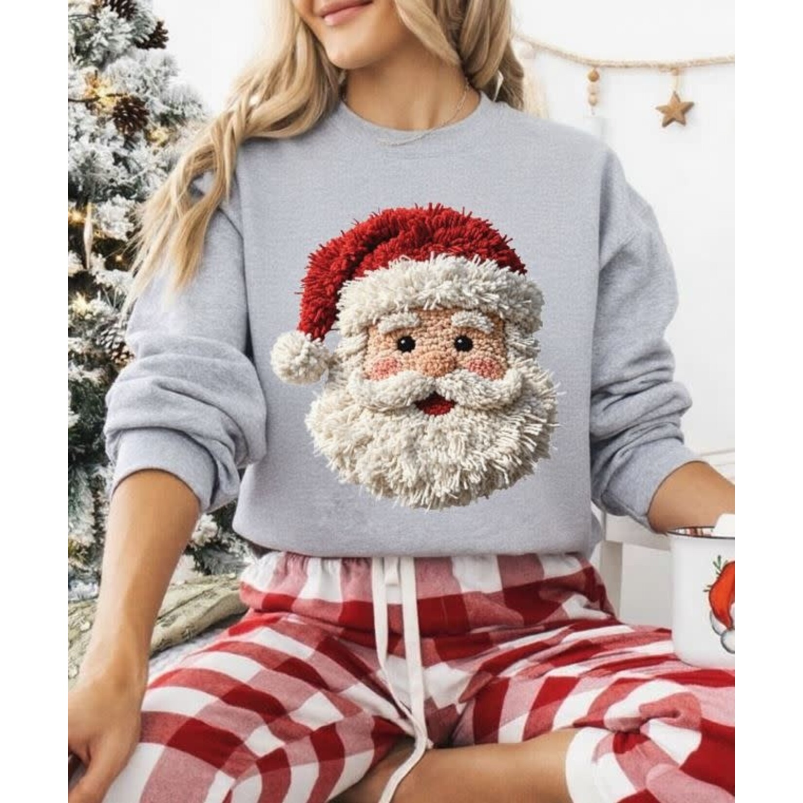 Royal Blush Santa Yarn Sweatshirt Sport Grey
