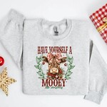 Royal Blush Have Yourself A Mooey Little Christmas Sweatshirt Ash Grey