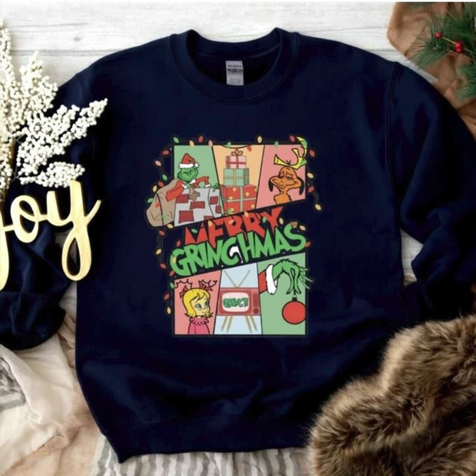 Royal Blush Poster Merry Grinchmas Sweatshirt Navy