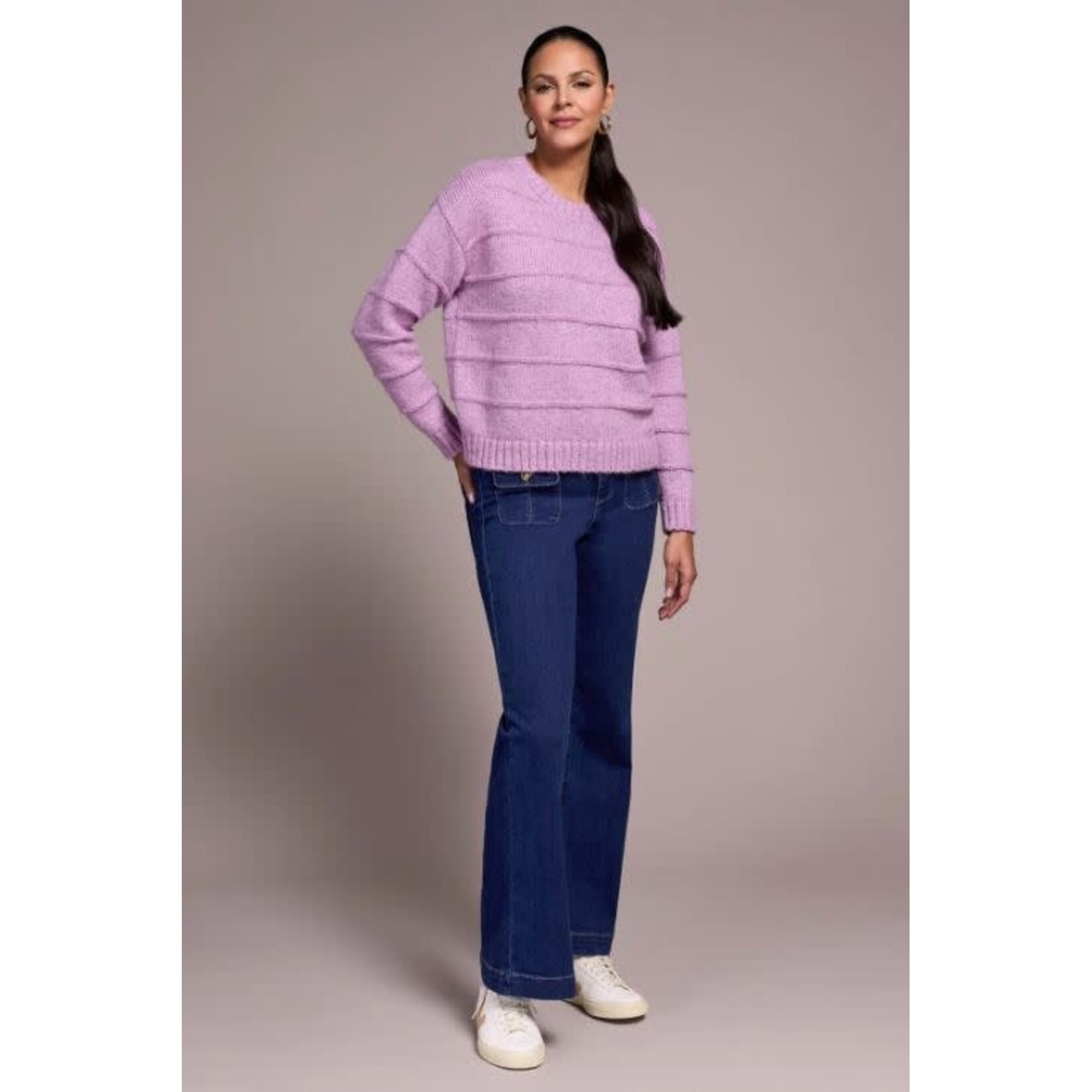 Tribal Heathered Stripe Crew Neck Sweater