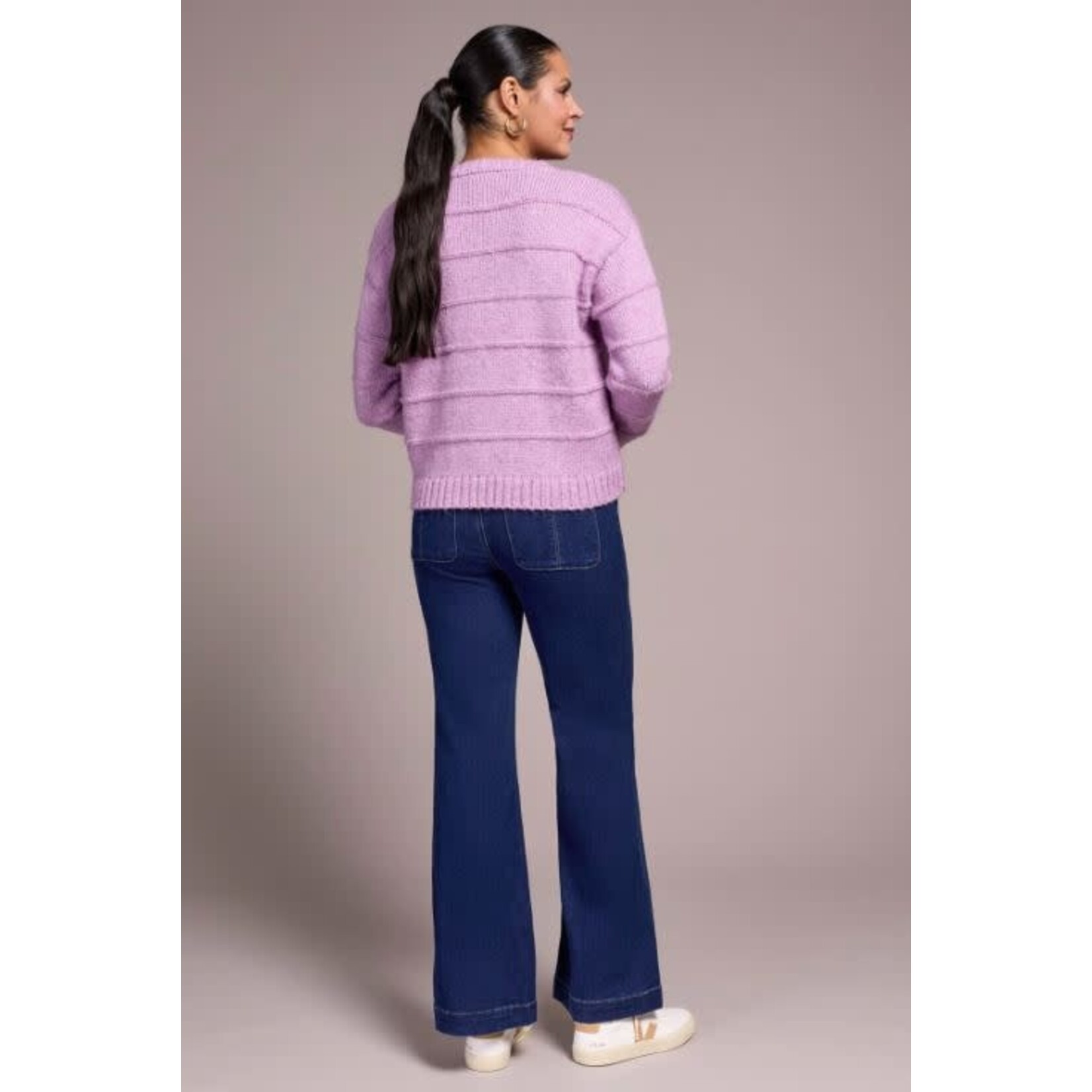 Tribal Heathered Stripe Crew Neck Sweater