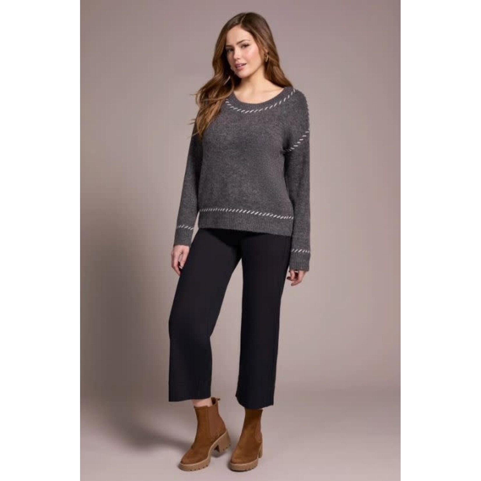 Tribal Saddle Stitch Crew Neck Sweater