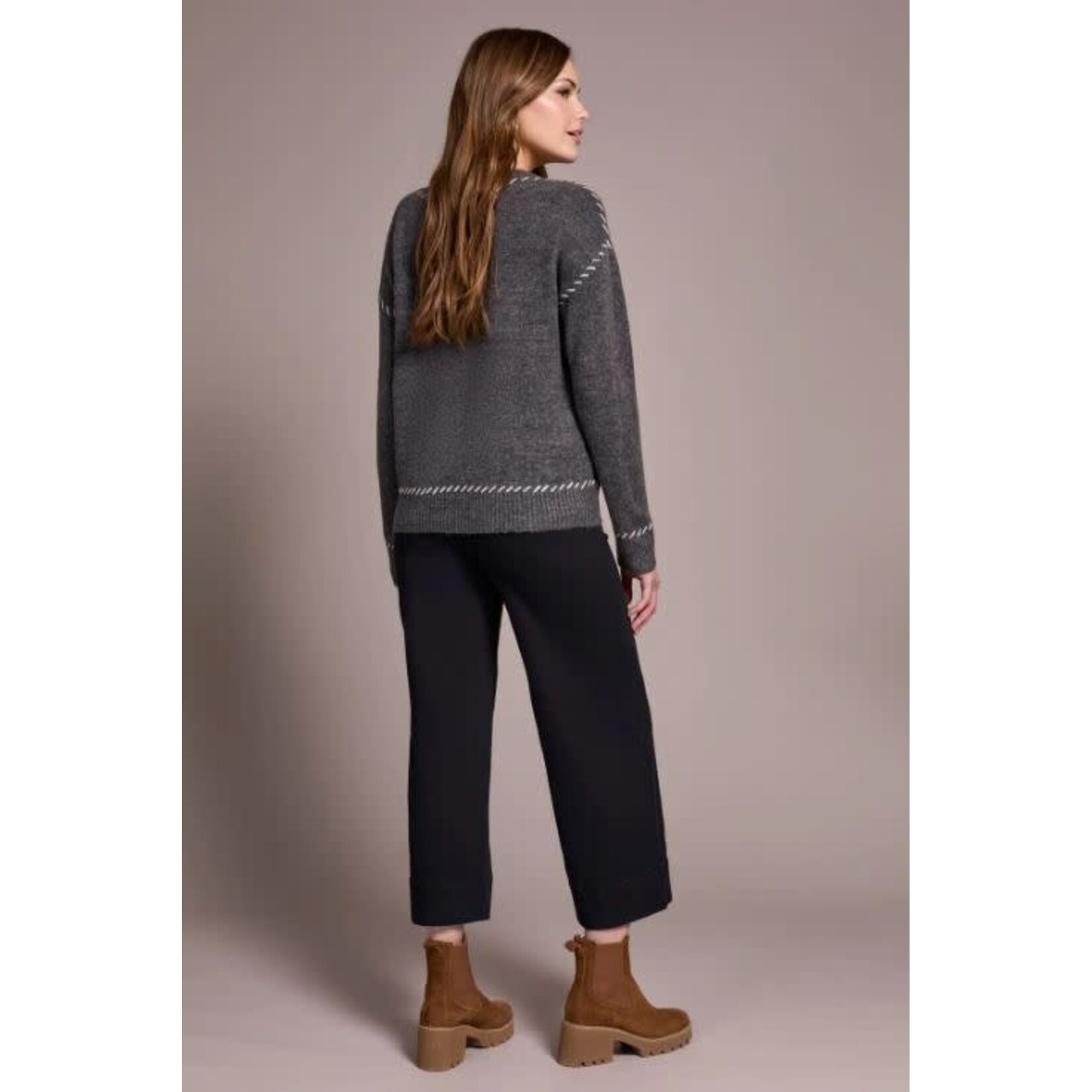 Tribal Saddle Stitch Crew Neck Sweater