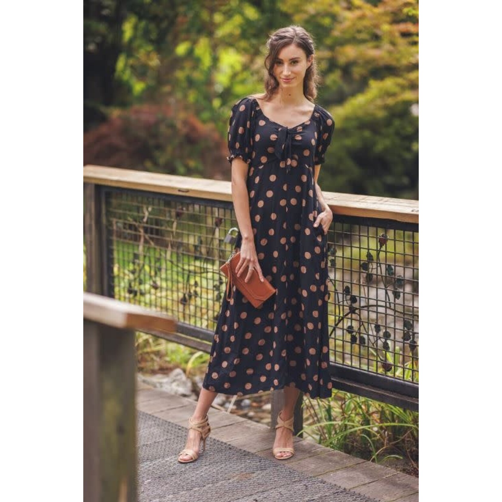 Papillon Polka Dot Off Shoulder Midi Dress