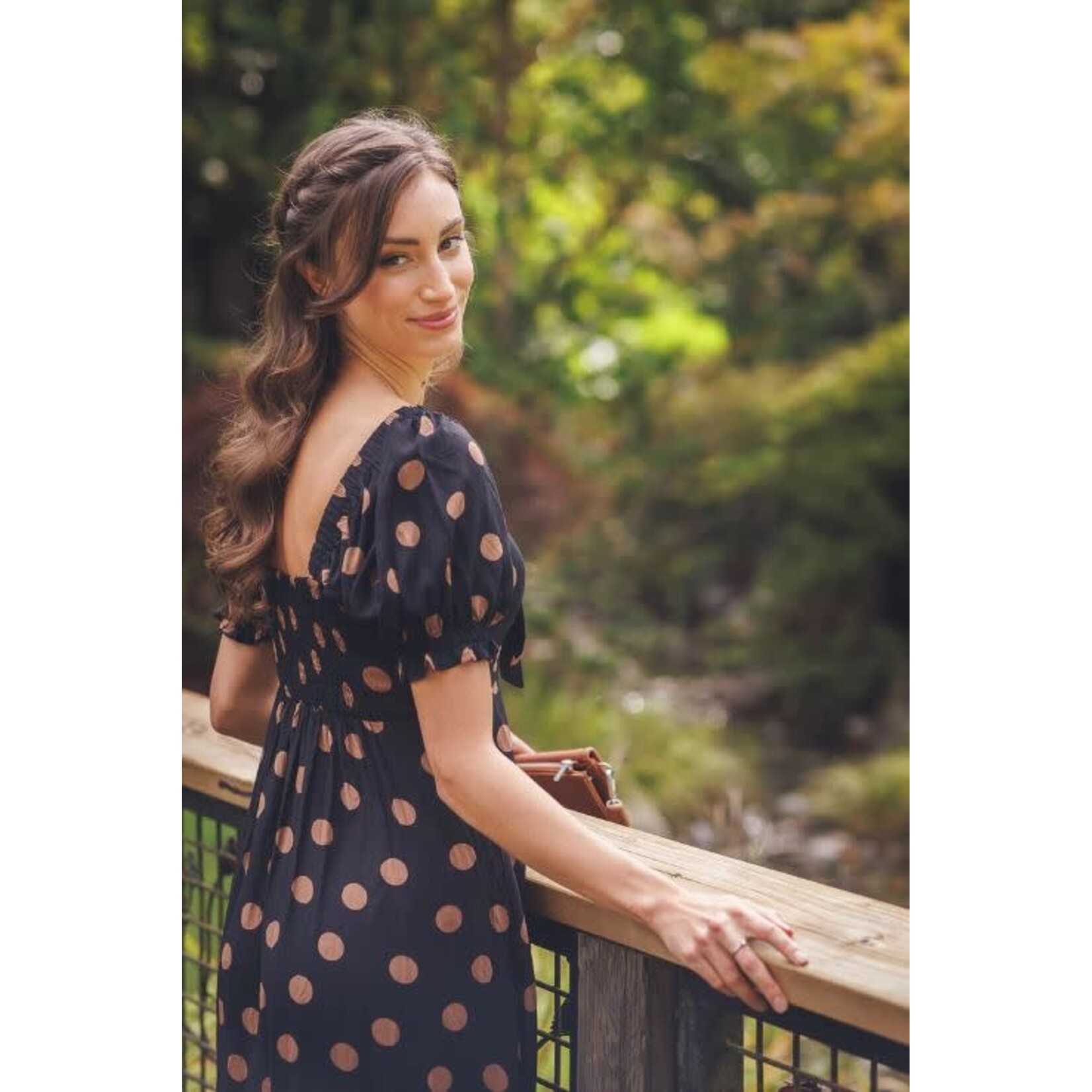 Papillon Polka Dot Off Shoulder Midi Dress