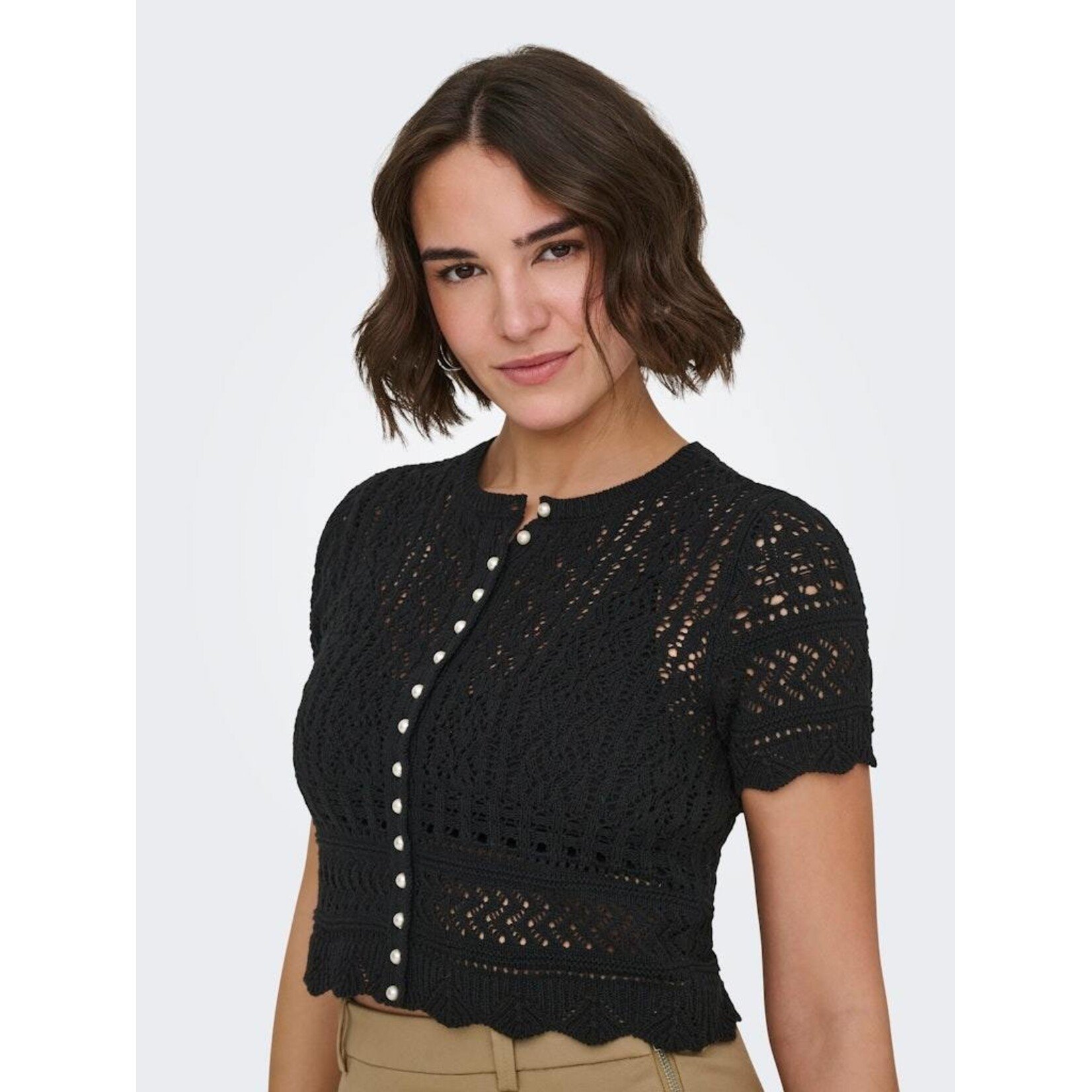 Only Elke Life Short Sleeve Pearl Cardigan