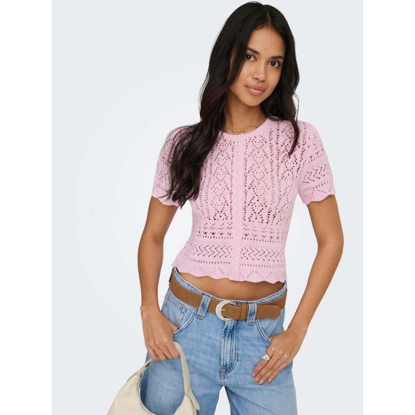 Only Elke Life Short Sleeve Pearl Cardigan