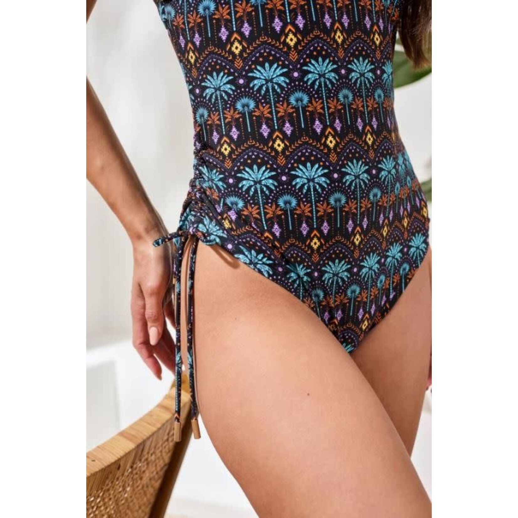 Tribal Flatten It Swimsuit With Side Ruching