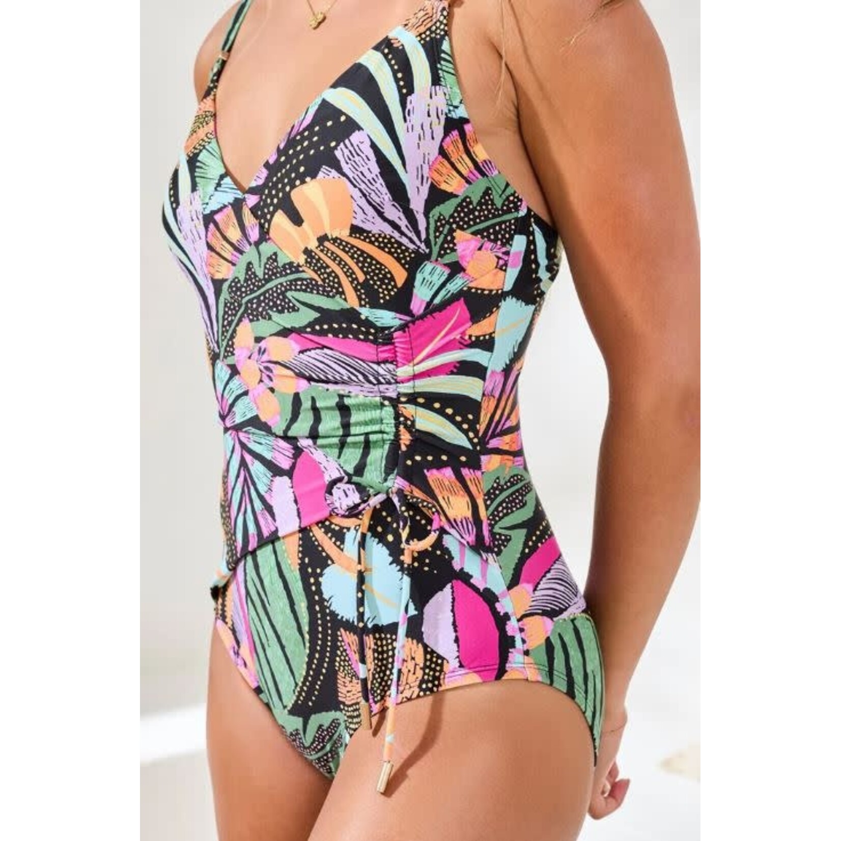 Tribal Flatten It Wrap Front Swimsuit