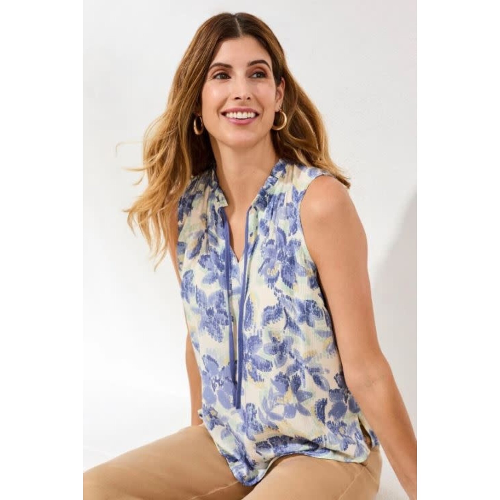 Tribal Frill Neck Sleeveless Blouse