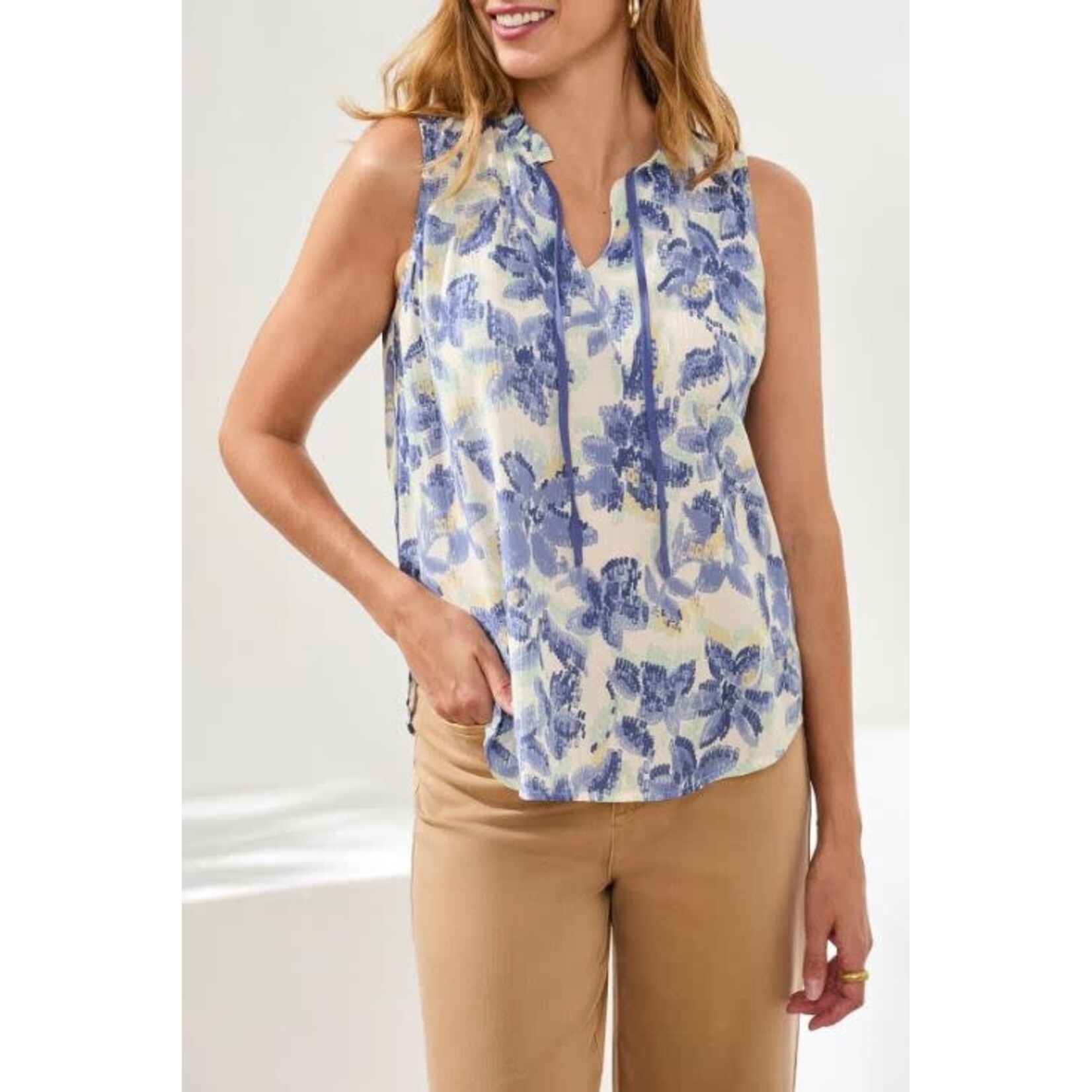 Tribal Frill Neck Sleeveless Blouse