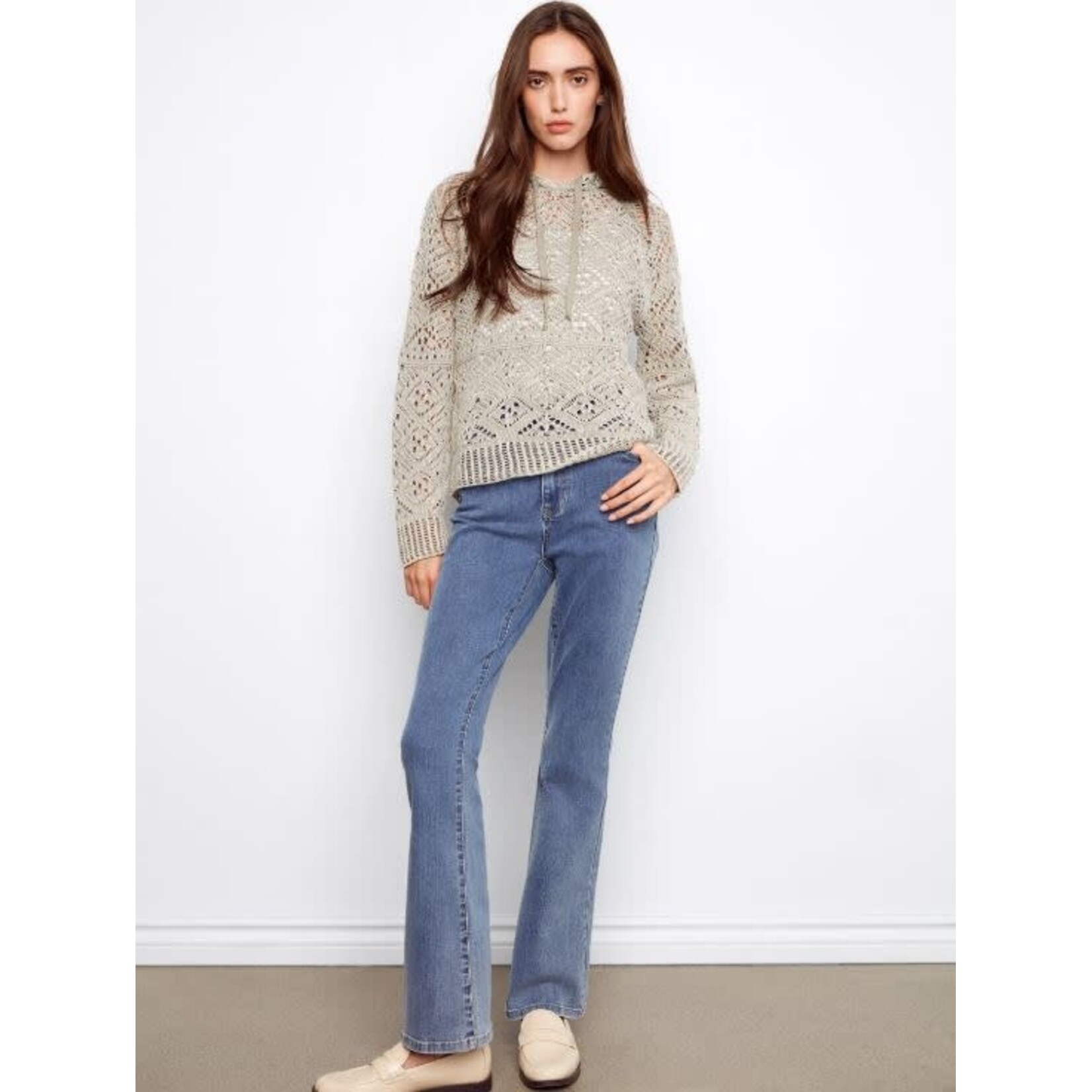 Charlie B Crochet Raglan Hooded Sweater