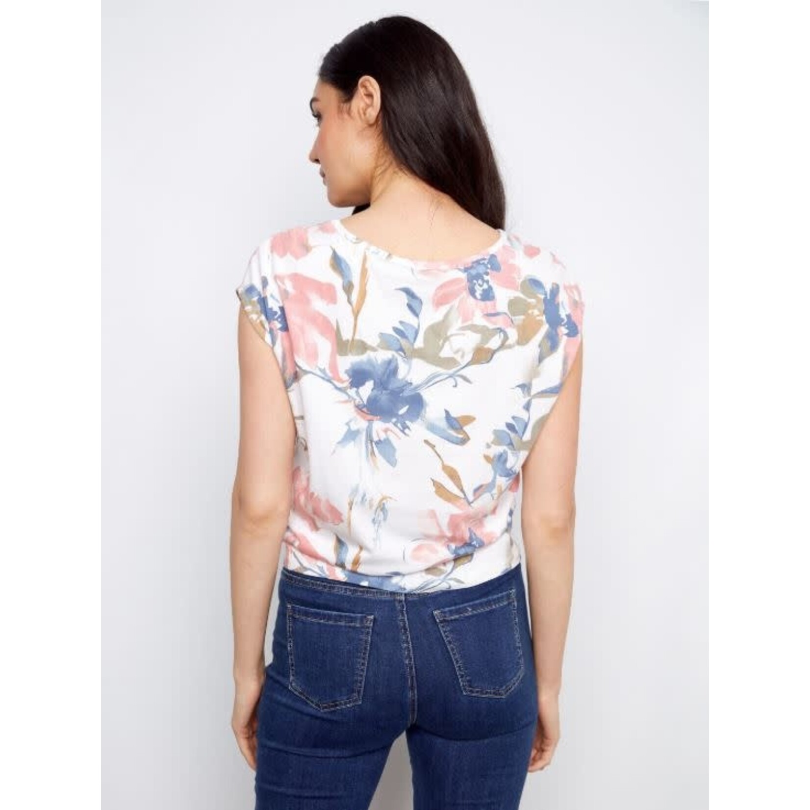 Charlie B Cap Sleeve Knot Front Top