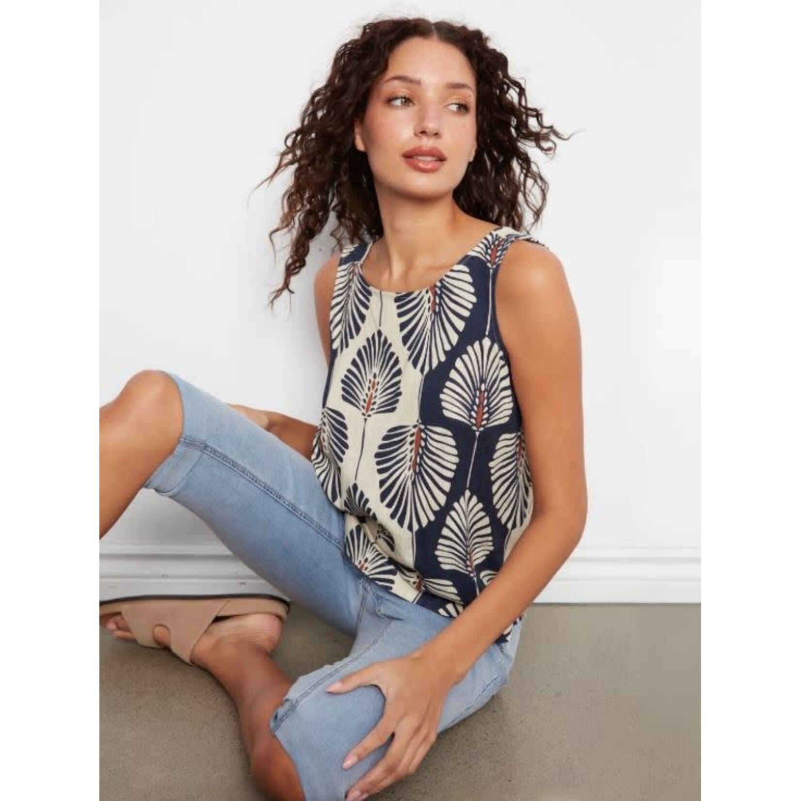 Charlie B Sleeveless Linen Top