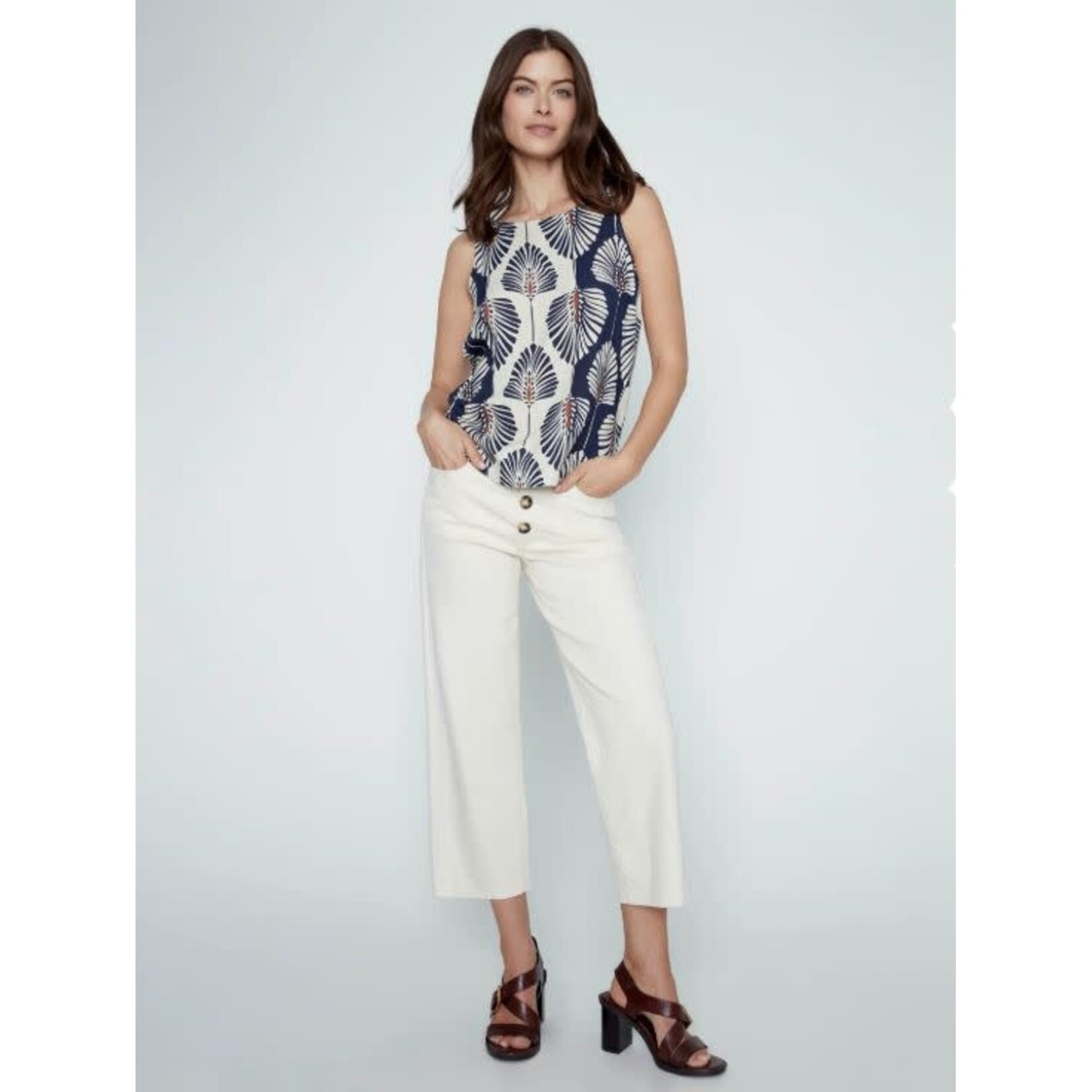 Charlie B Sleeveless Linen Top