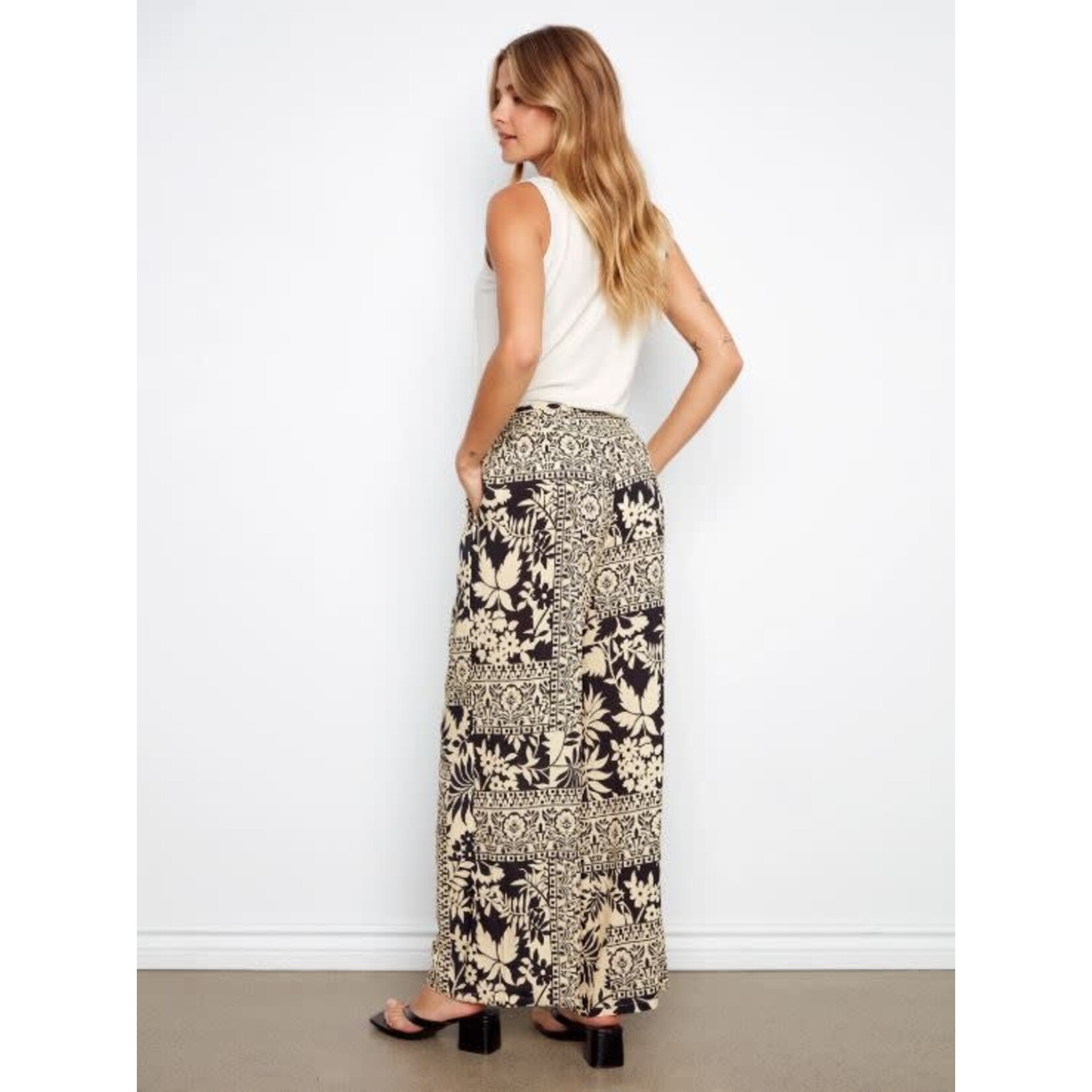Charlie B Printed Pant With Self Tie Belt