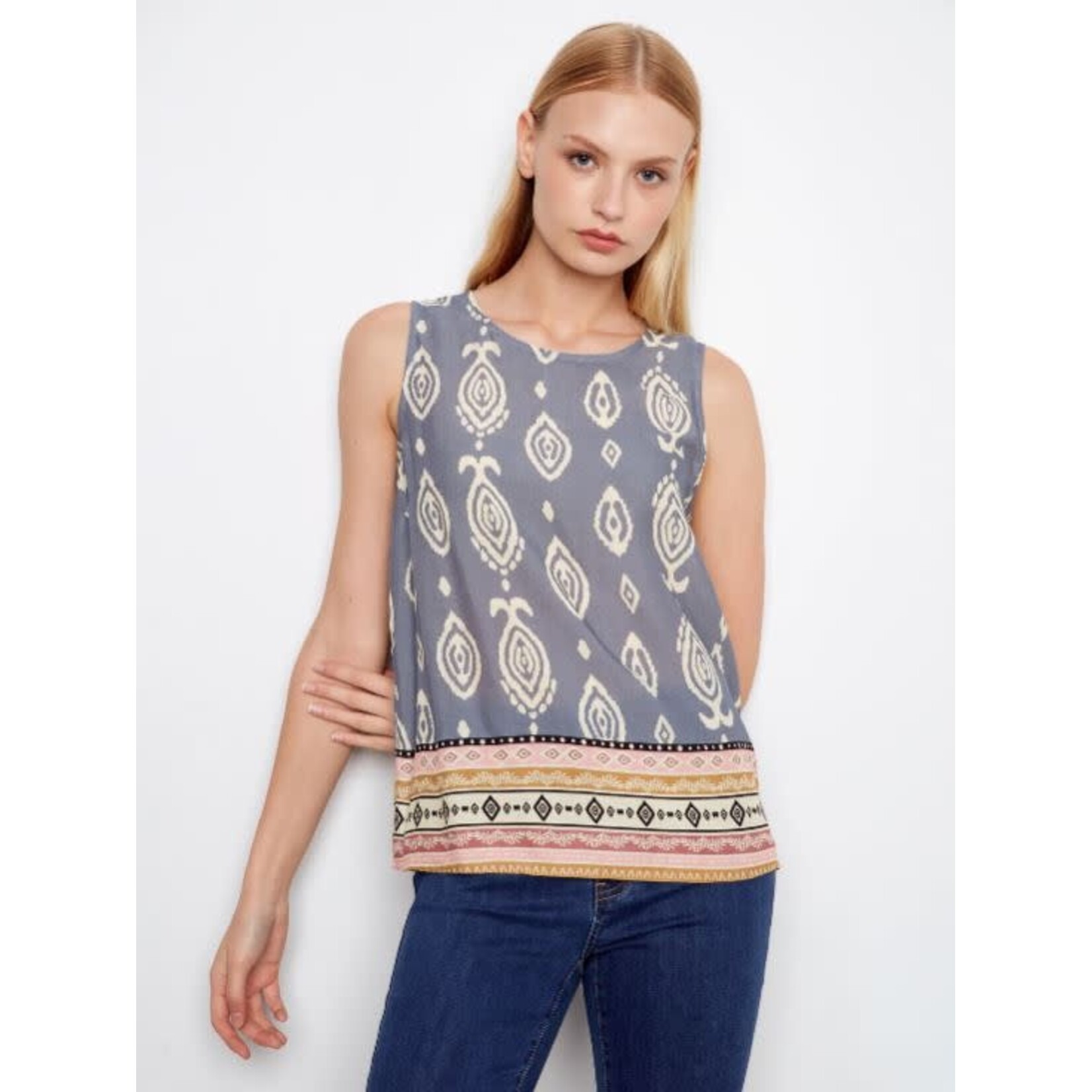 Charlie B Printed Sleeveless Blouse