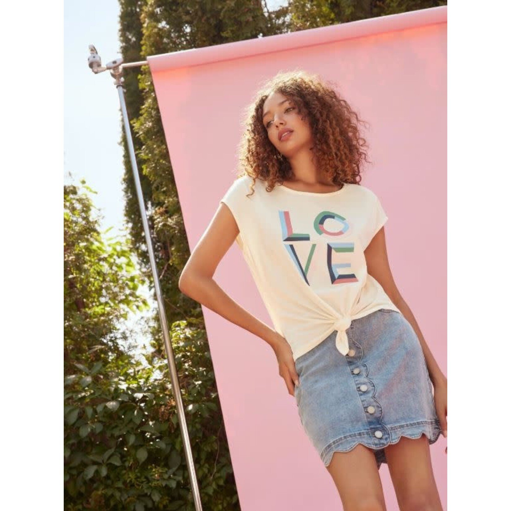 Charlie B Scalloped Hem Button Front Skort