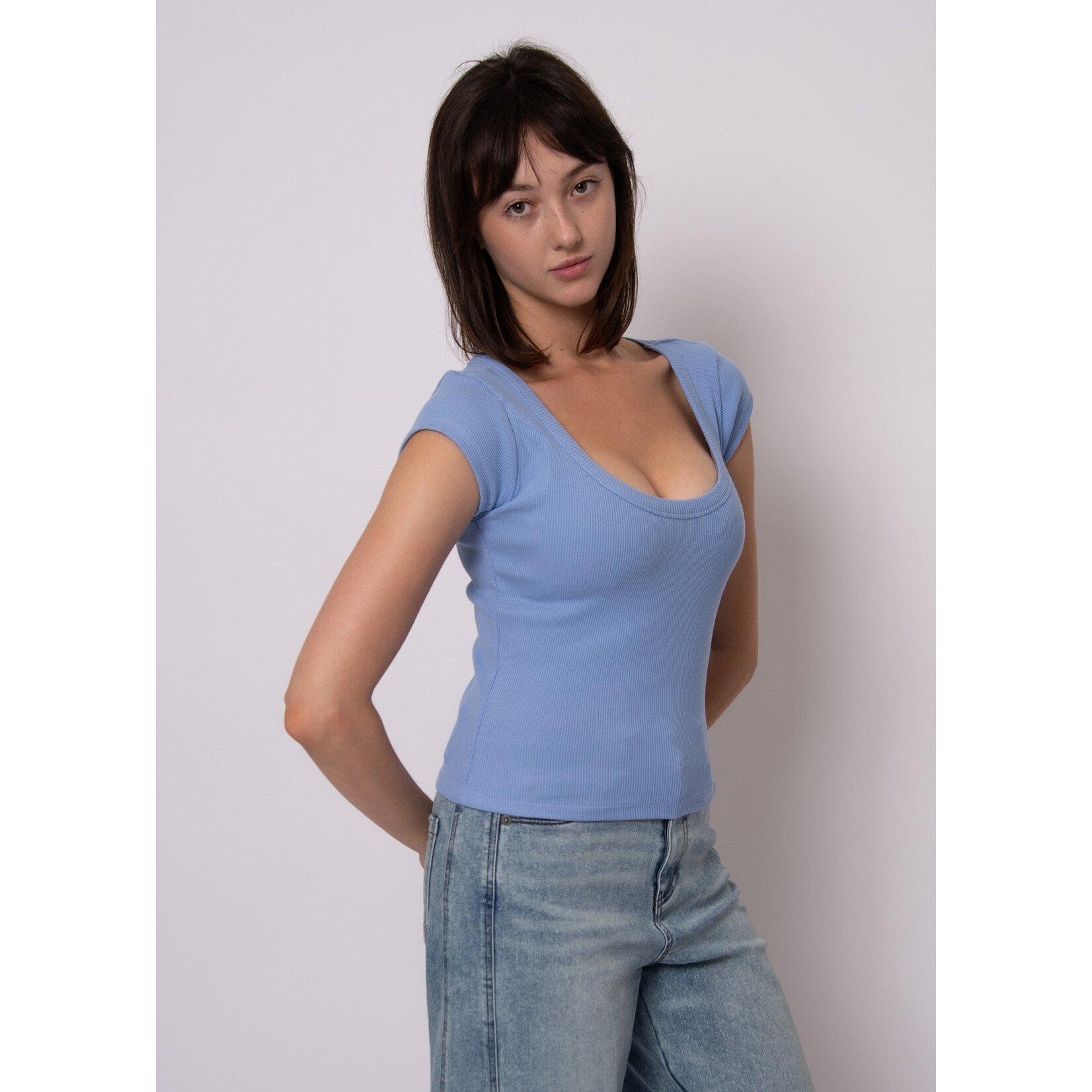 Rd Style Kendra Scoop Neck Cap Sleeve Top