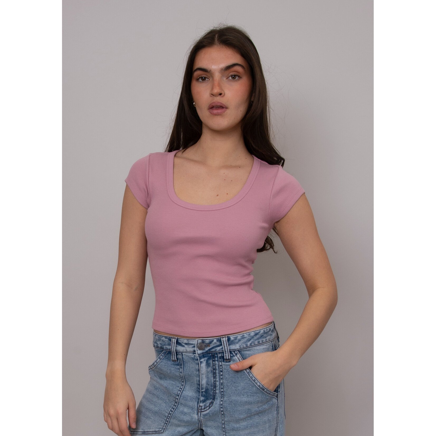 Rd Style Kendra Scoop Neck Cap Sleeve Top