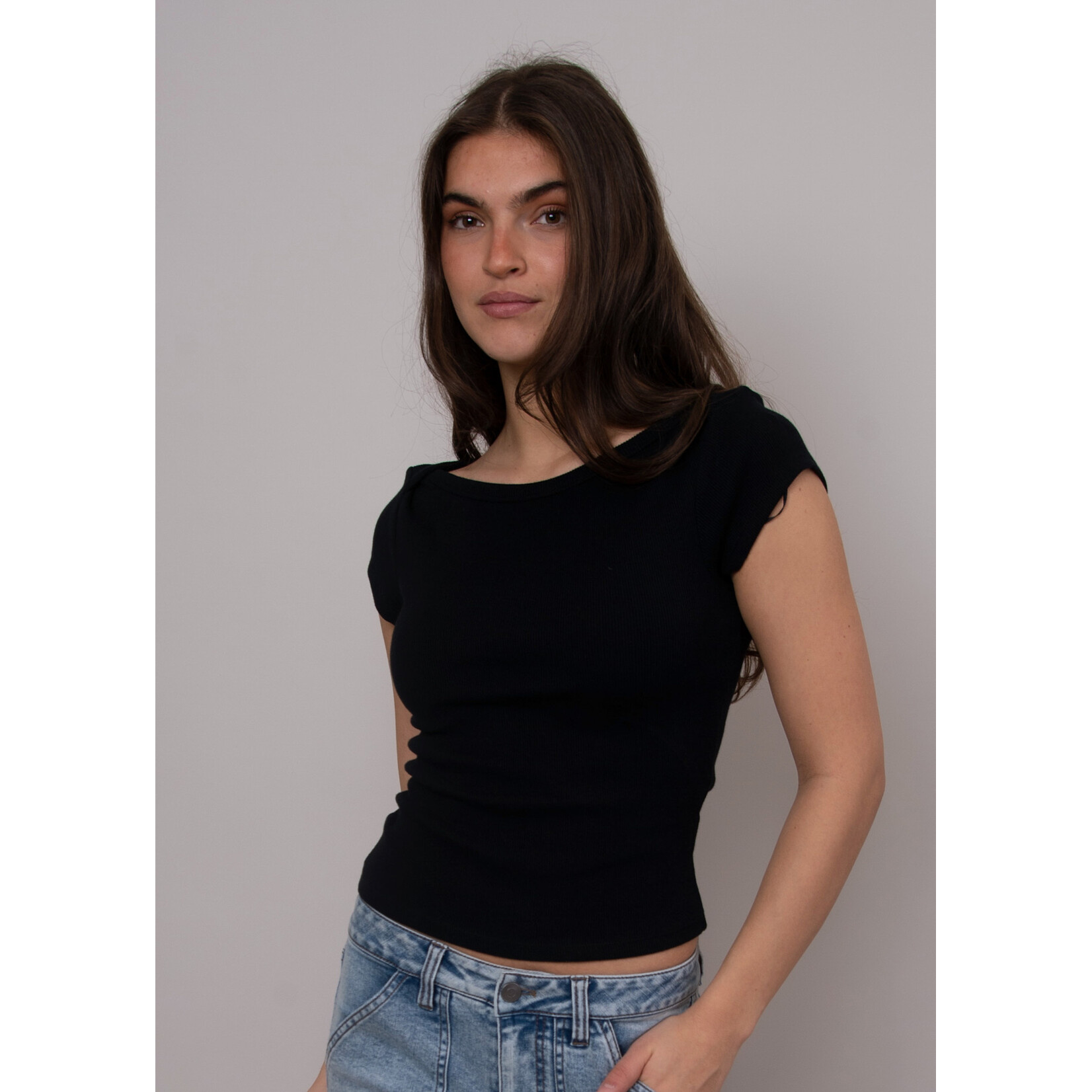 Rd Style Kelly Boat Neck Cap Sleeve Top