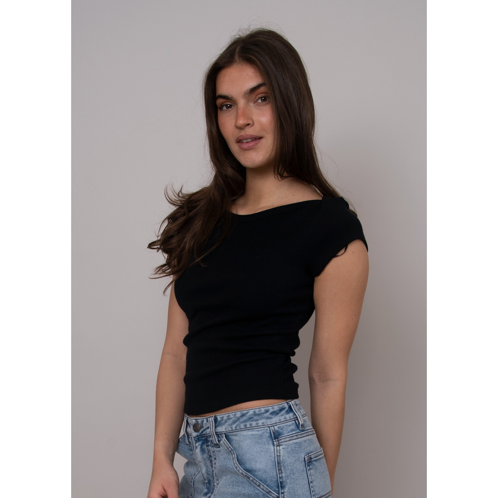 Rd Style Kelly Boat Neck Cap Sleeve Top