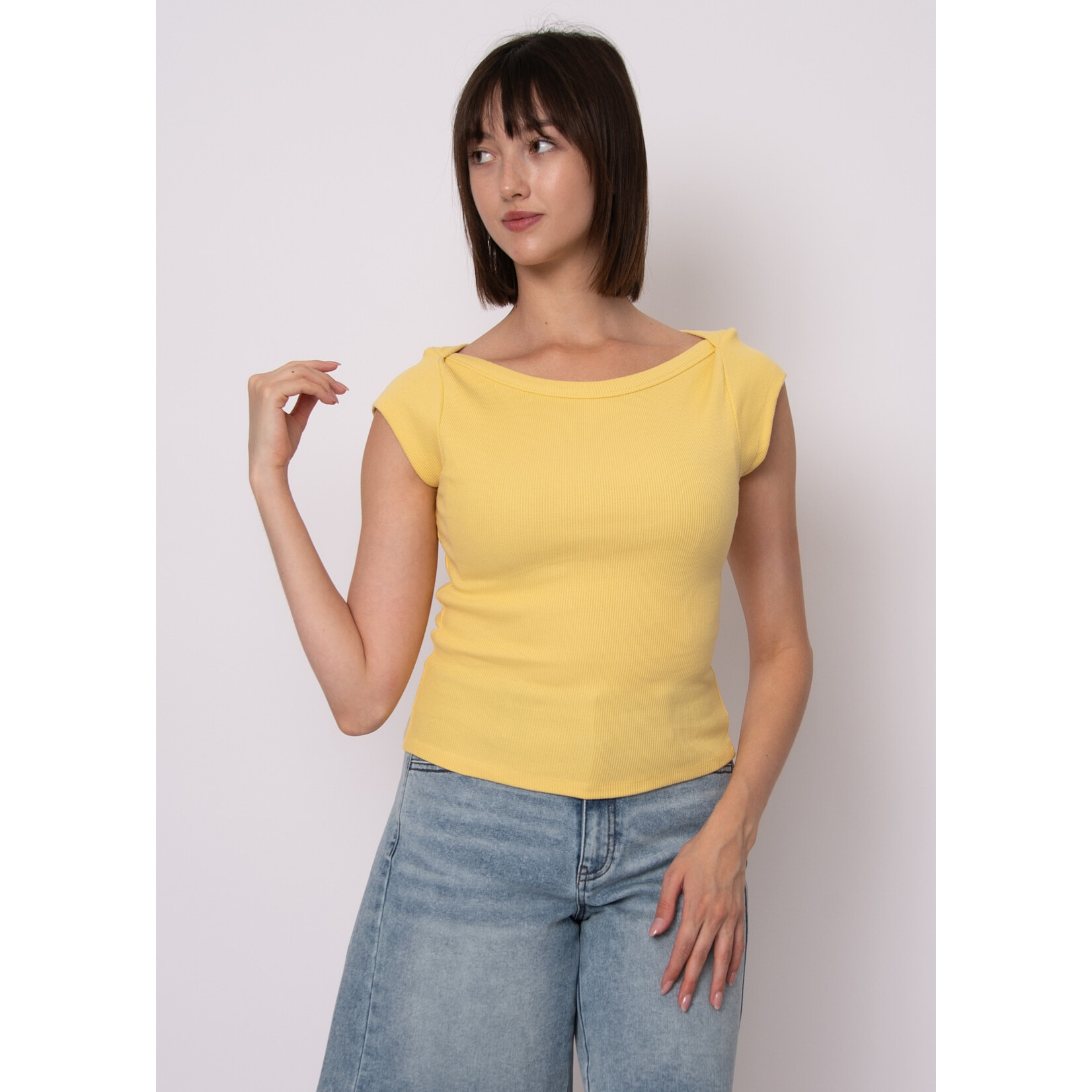 Rd Style Kelly Boat Neck Cap Sleeve Top