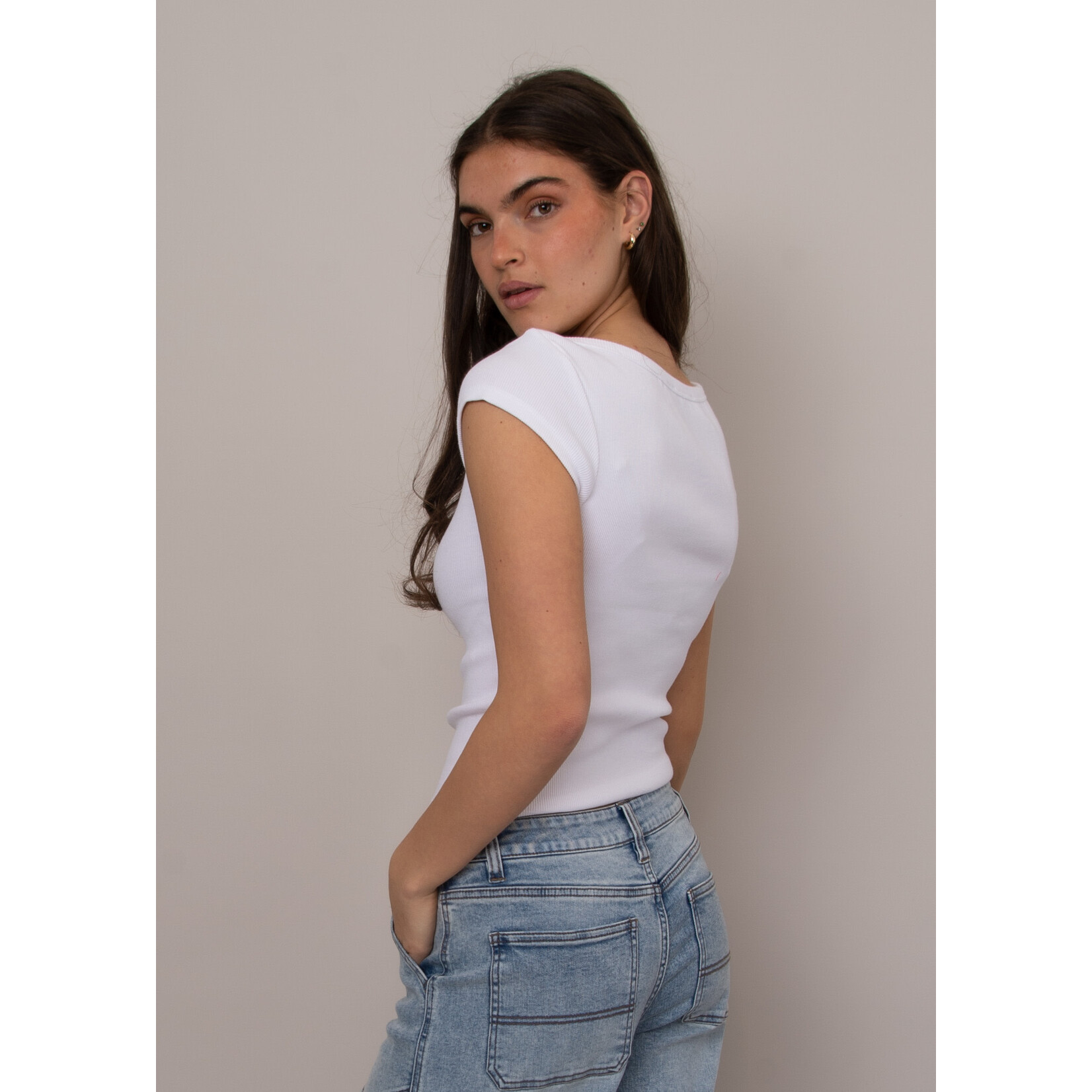 Rd Style Kelly Boat Neck Cap Sleeve Top