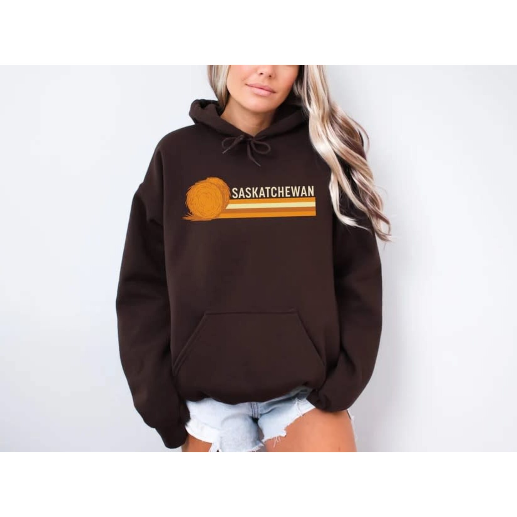 GGS Saskatchewan Retro 70s Hoodie Dark Chocolate