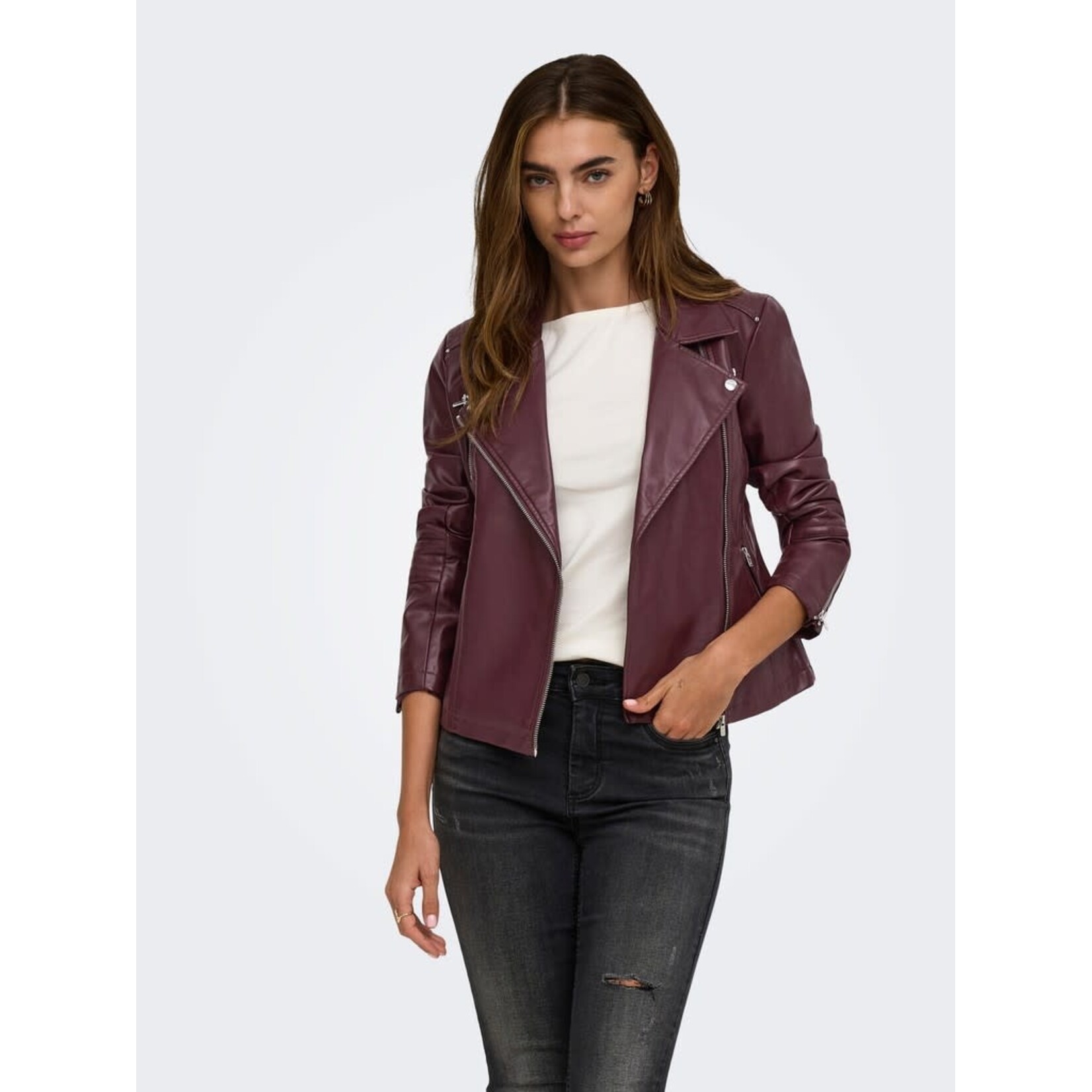 Only Gemma Faux Leather Biker Jacket