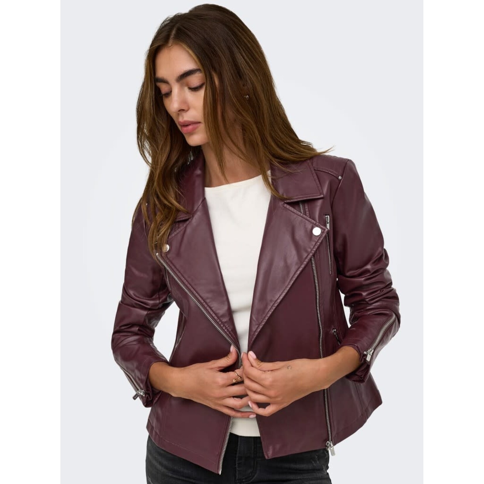 Only Gemma Faux Leather Biker Jacket