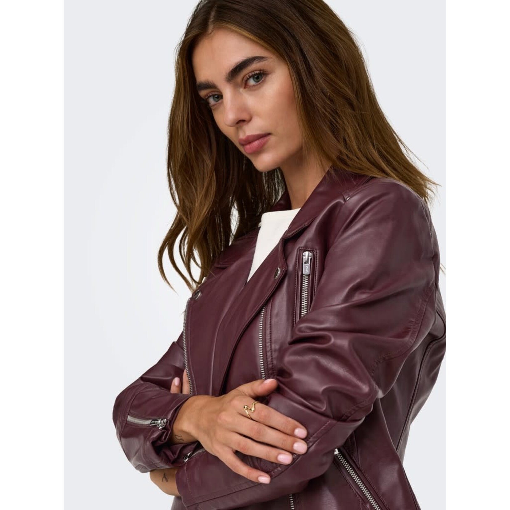Only Gemma Faux Leather Biker Jacket