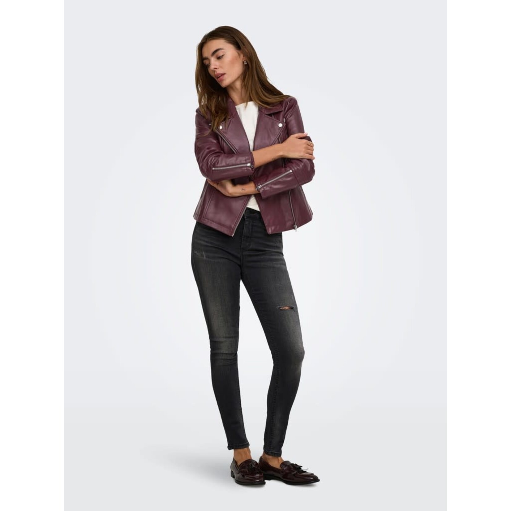Only Gemma Faux Leather Biker Jacket