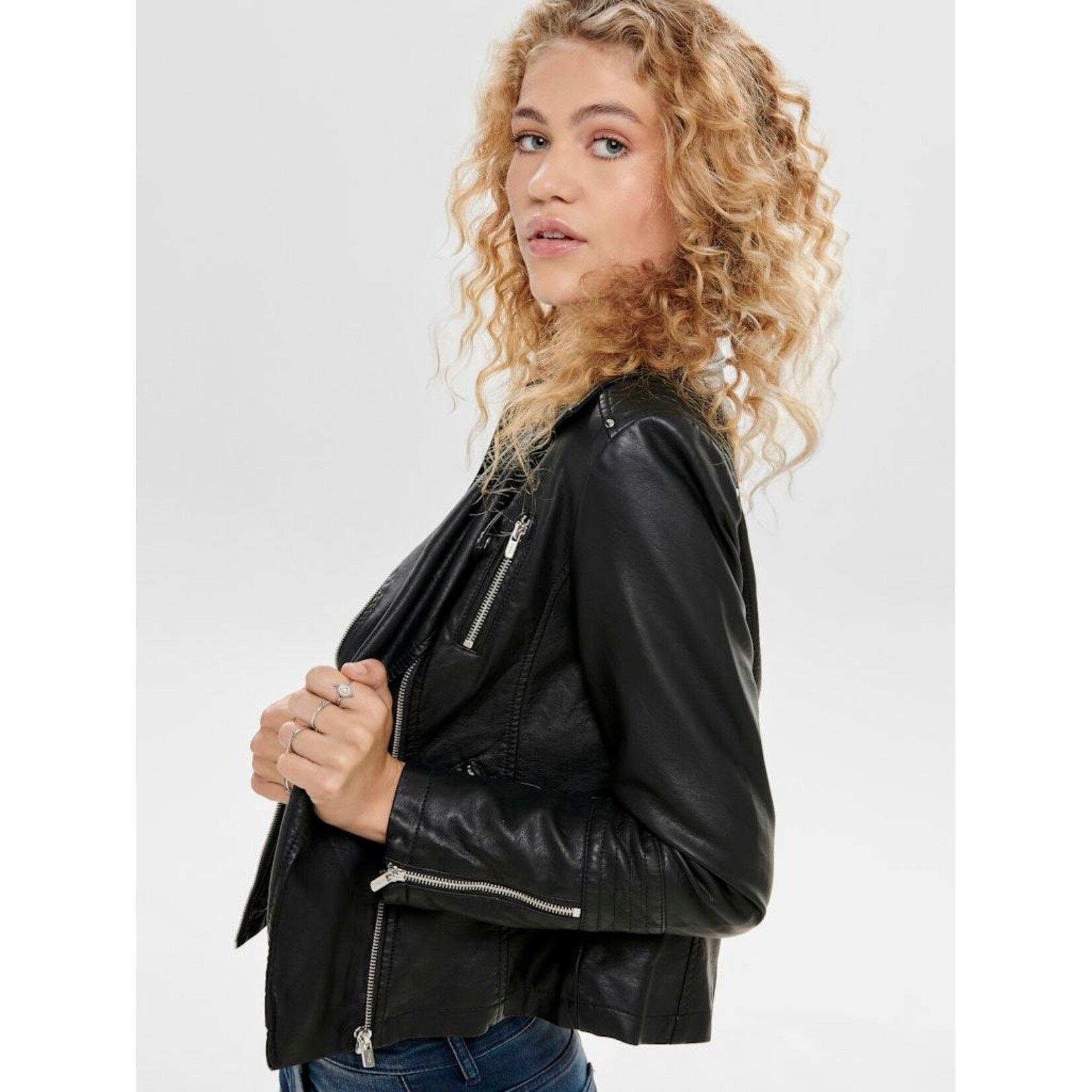 Only Gemma Faux Leather Biker Jacket