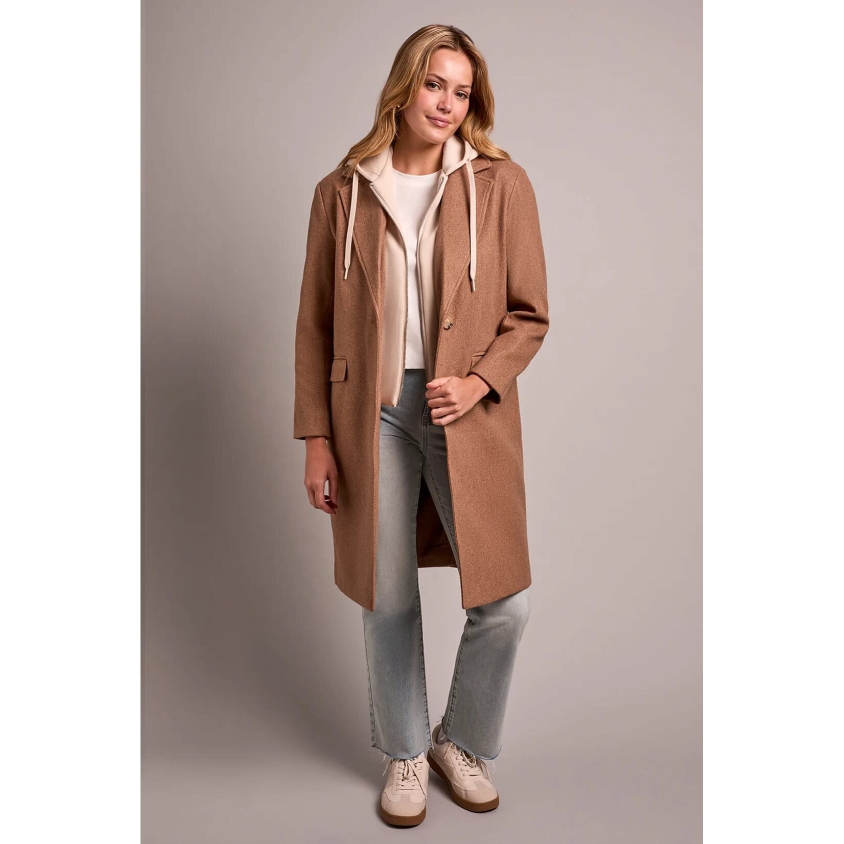 Tribal Car Coat With Fooler Hoodie