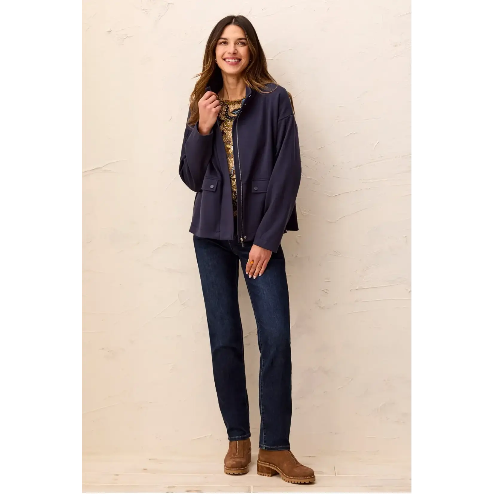 Tribal Zip Front Coat With Lining