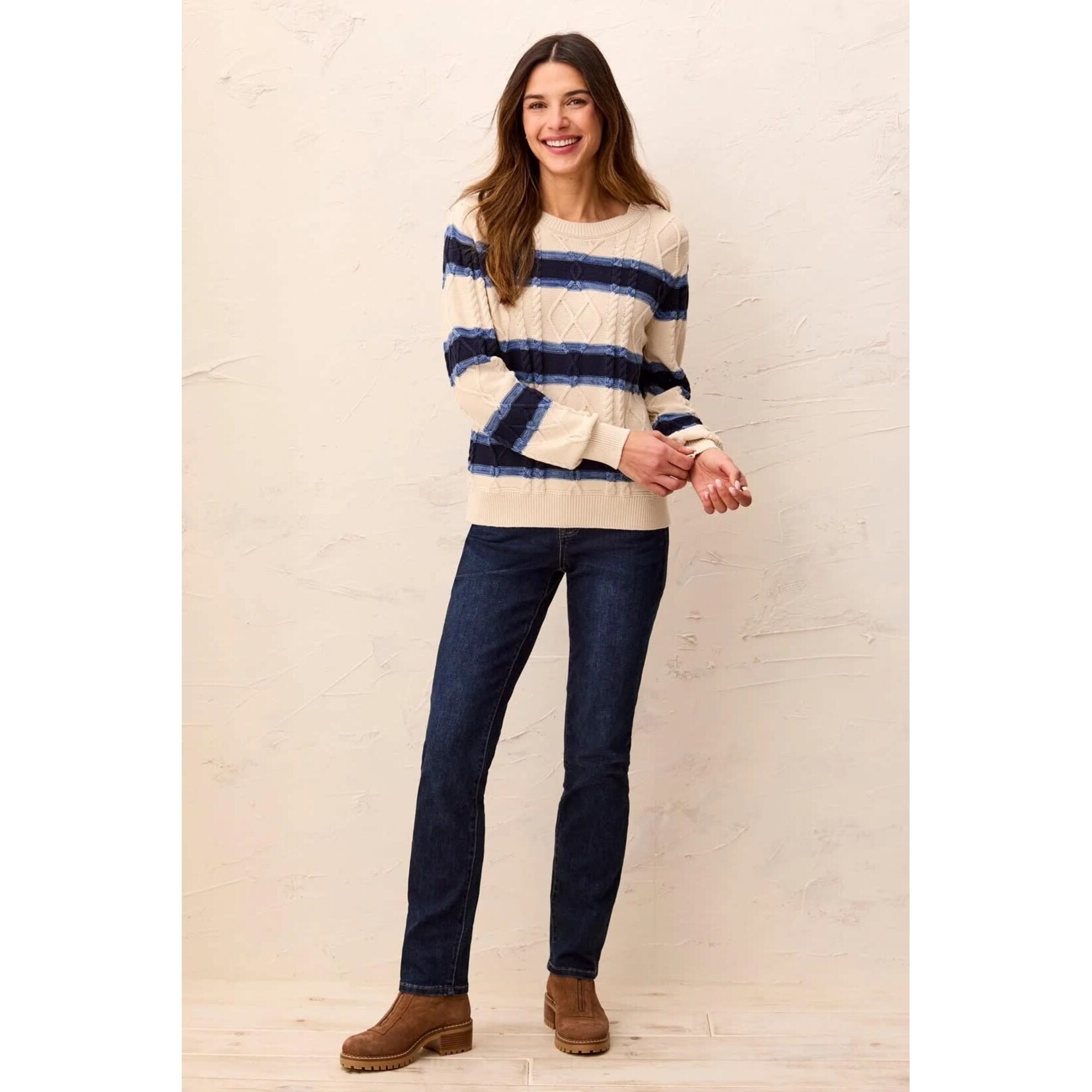 Tribal Cable Knit Crew Neck Sweater