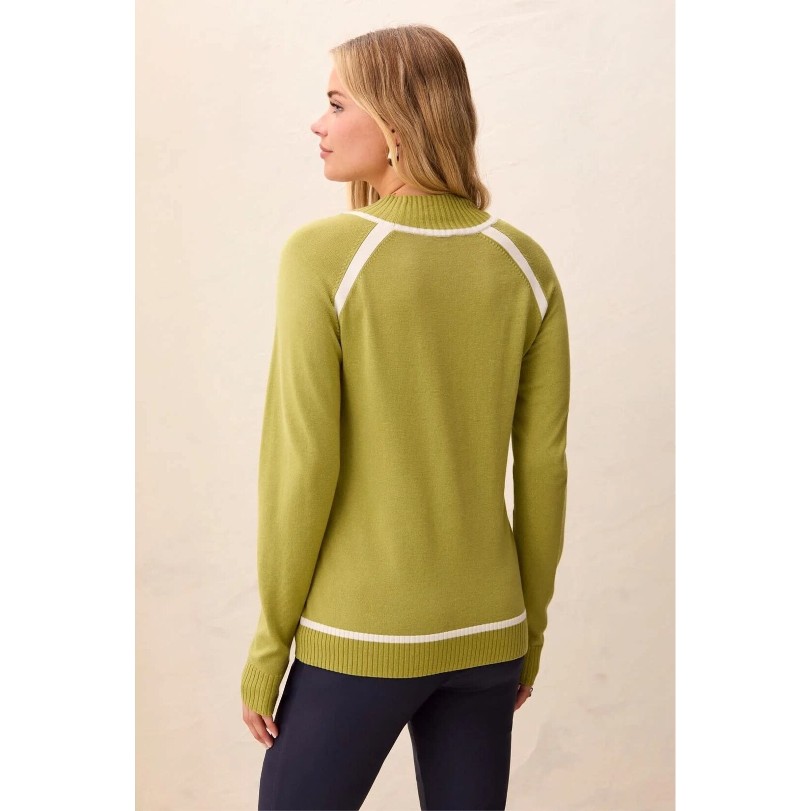 Tribal Mock Neck Sweater With Tipping Detail