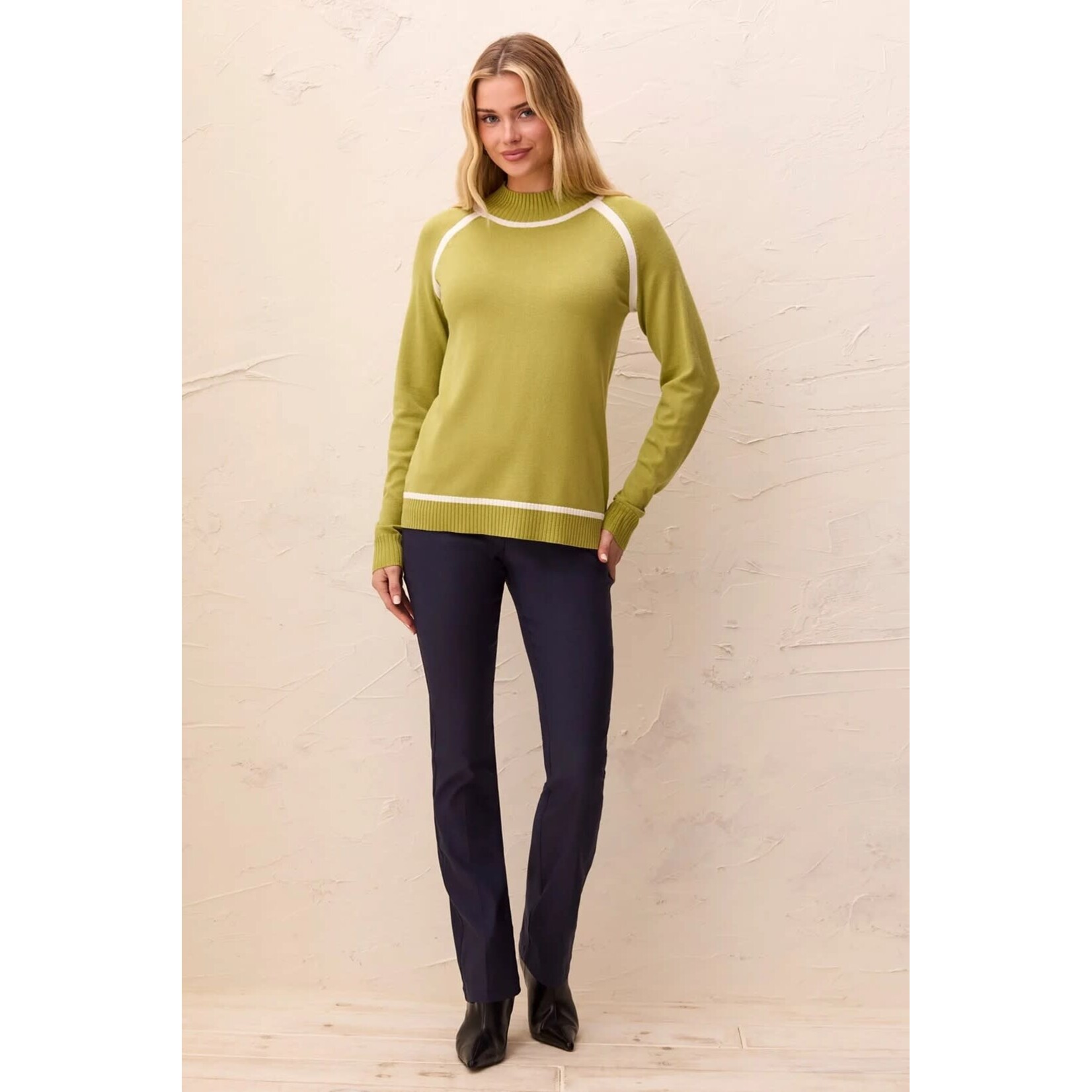 Tribal Mock Neck Sweater With Tipping Detail